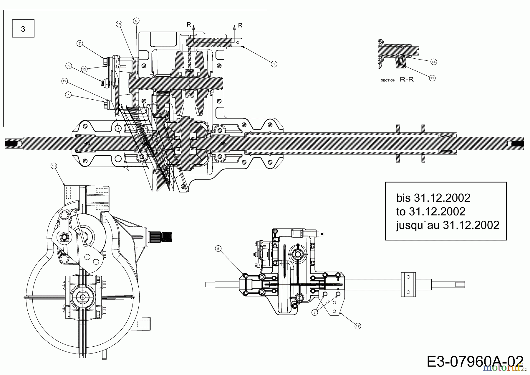  MTD Rasentraktoren SG 155 A 13AP508G678  (2002) Getriebe 618-0580 bis 31.12.2002