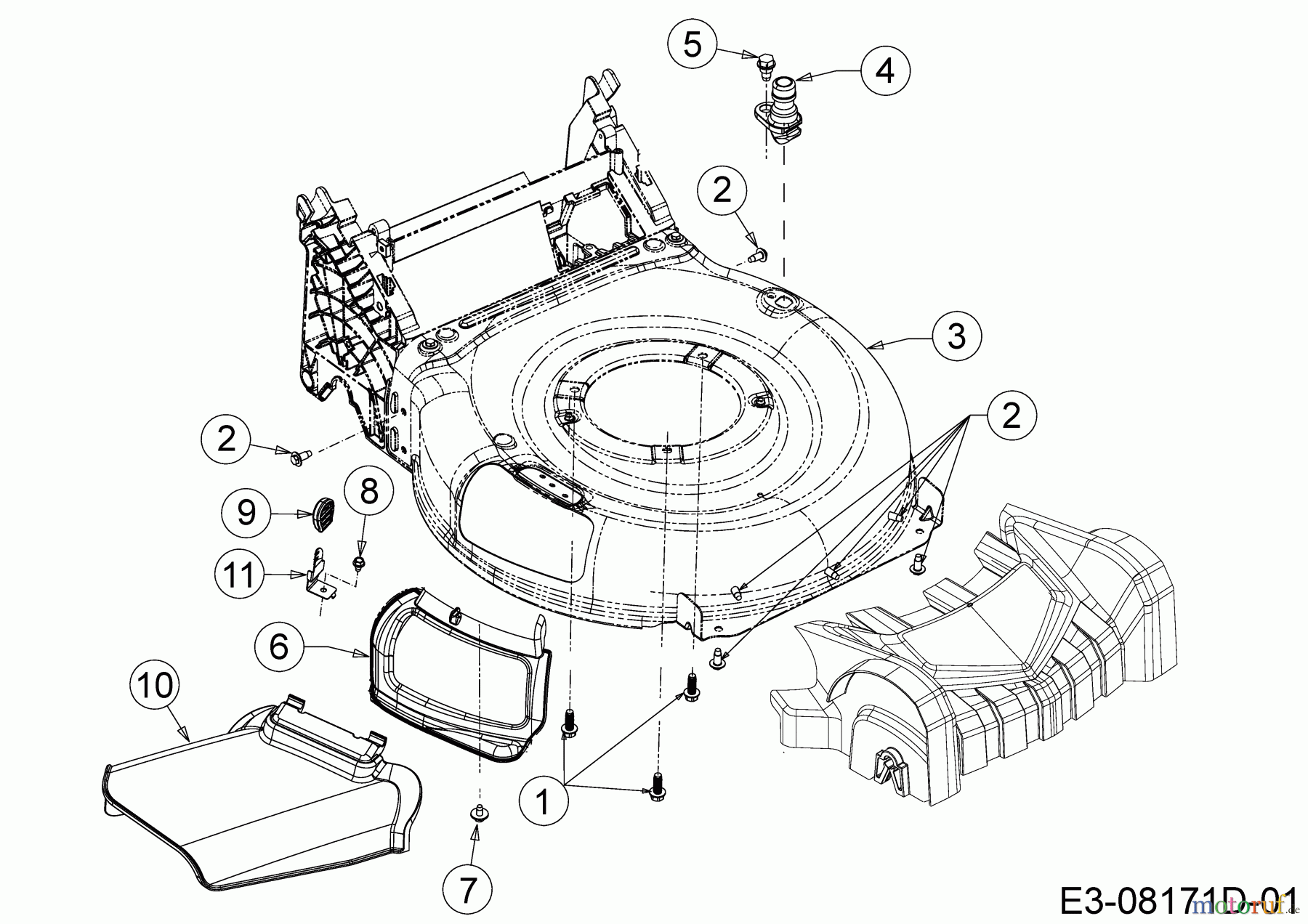  Wolf-Garten Motormäher mit Antrieb A 460 ASPHWIS 12AYTVB9650  (2018) Deflektor, Mähwerksgehäuse, Mulchklappe, Waschdüse