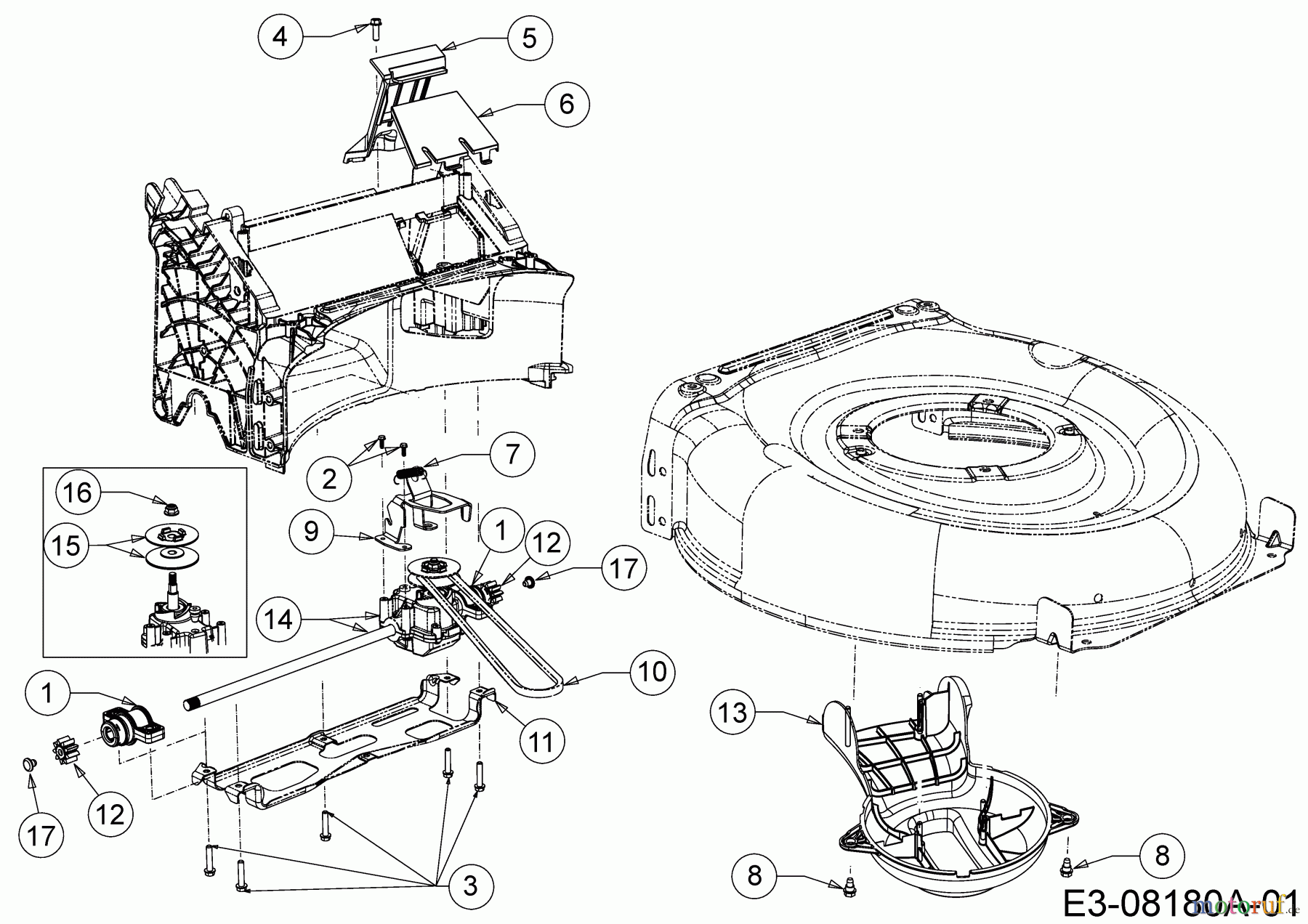  Mastercut Motormäher mit Antrieb MC 46 S 12A-TAM8659  (2013) Getriebe, Keilriemen