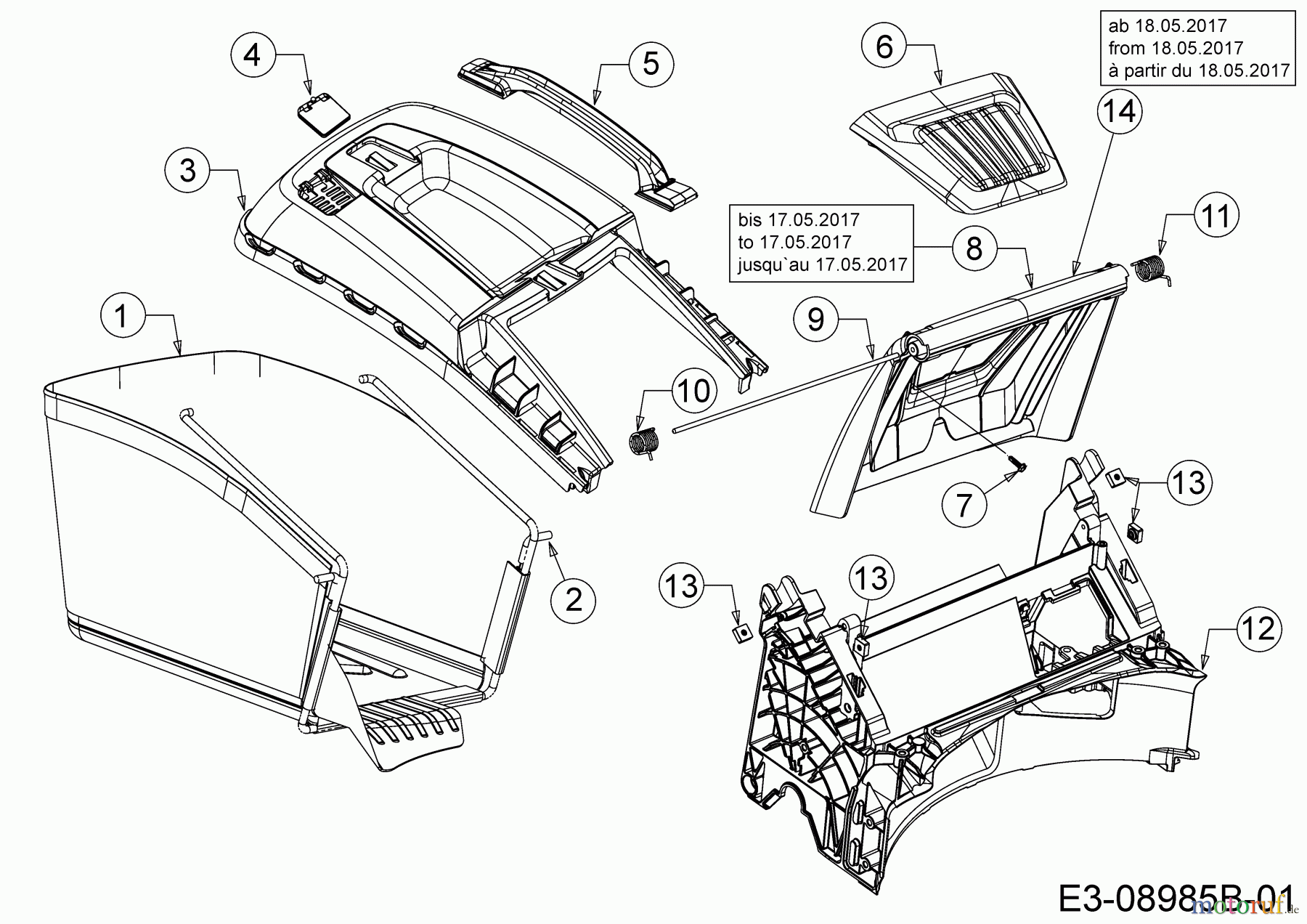  MTD Motormäher mit Antrieb LMEX 53 K 12B-PH7D682  (2018) Grasfangsack, Heckklappe, Leitstück hinten