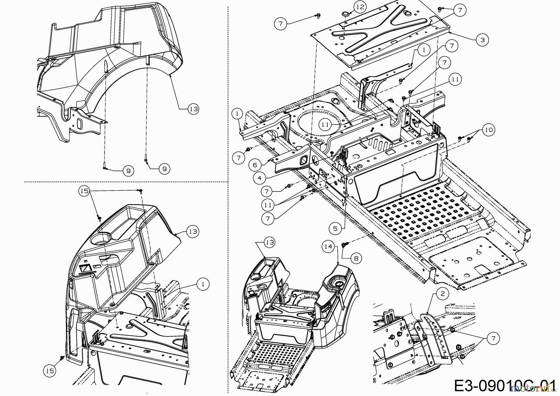  Cub Cadet Zero Turn RZT L 42 17ARCACS330  (2017) Sitzplatte, Trägerplatte Tank, Tankverkleidung