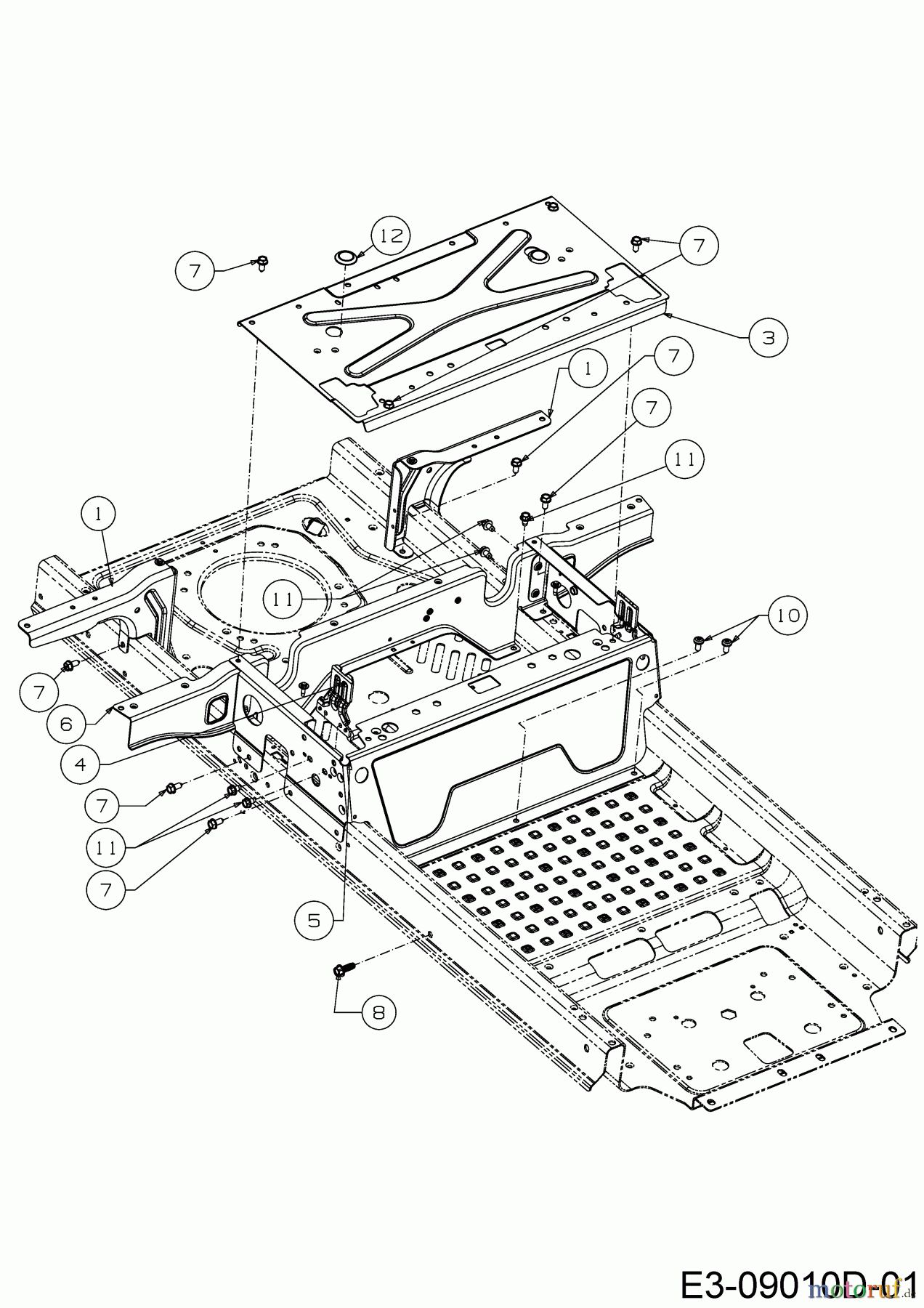  Cub Cadet Zero Turn XZ1 137 17CICACW603  (2018) Sitzplatte, Trägerplatte Tank