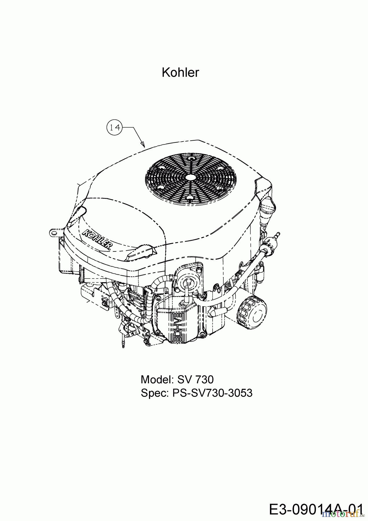  Cub Cadet Zero Turn RZT L 50 17AFCACP330  (2015) Motor Kohler