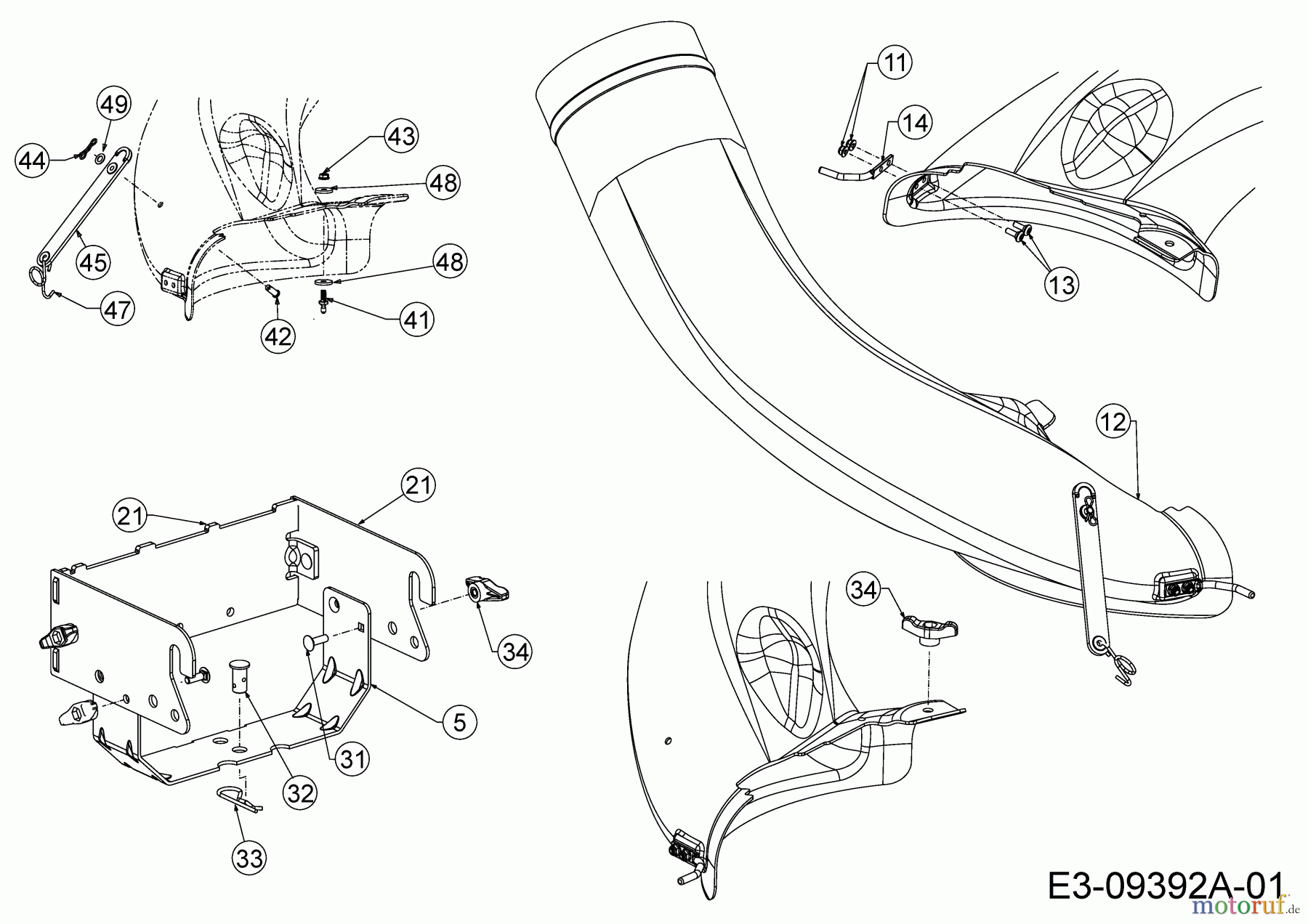  MTD Zubehör Zubehör Garten- und Rasentraktoren Grasfangvorrichtung für 900 Serie (NX-09) mit Mähwerk T (46