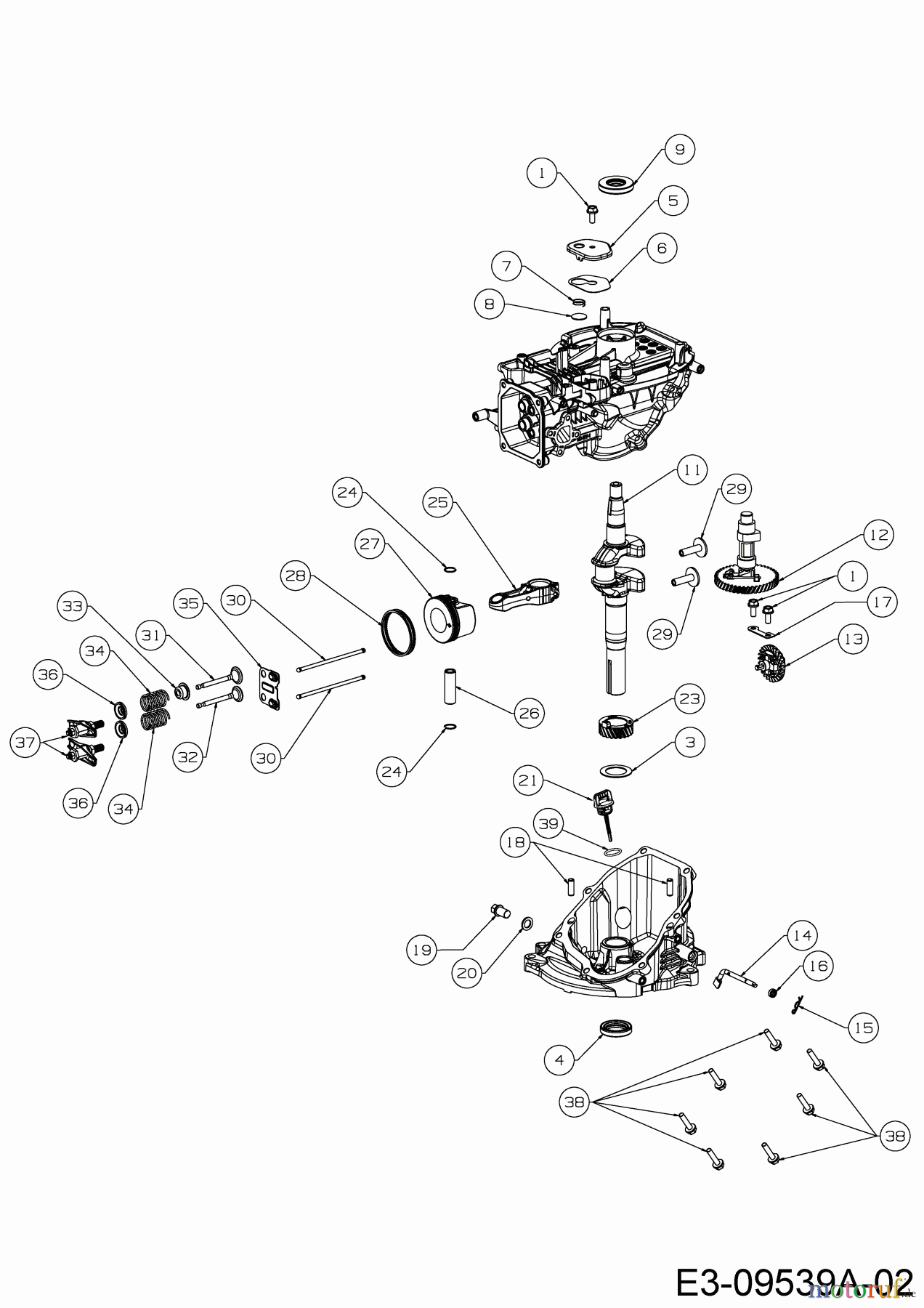  MTD-Motoren Vertikal 1P57RH 752Z1P57RH (2016) Kurbelwelle, Nockenwelle, Pleuel, Regler