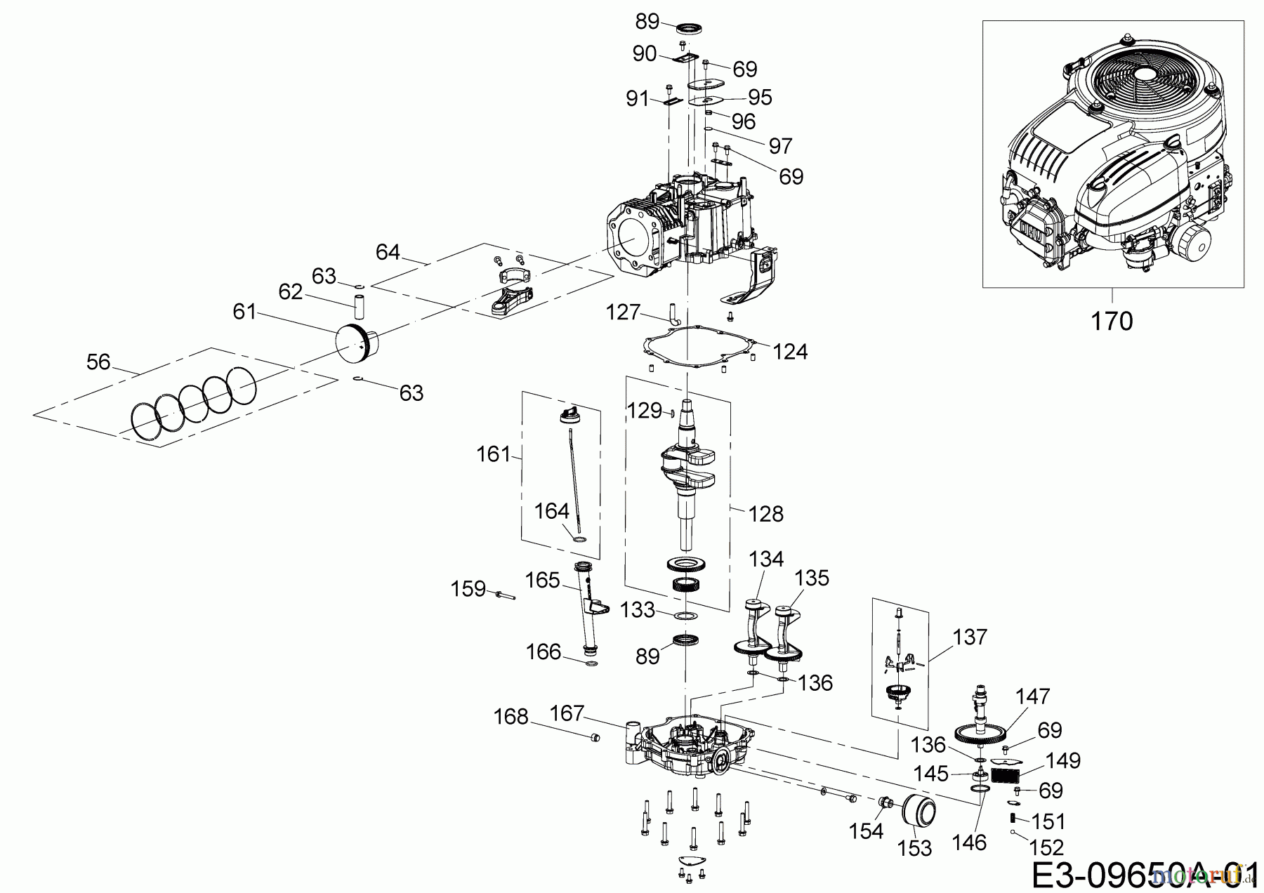  MTD-Motoren MTD vertikal 8 X 90 ZU 752Z8X90ZU  (2016) Kolben, Kurbelwelle, Ölwanne