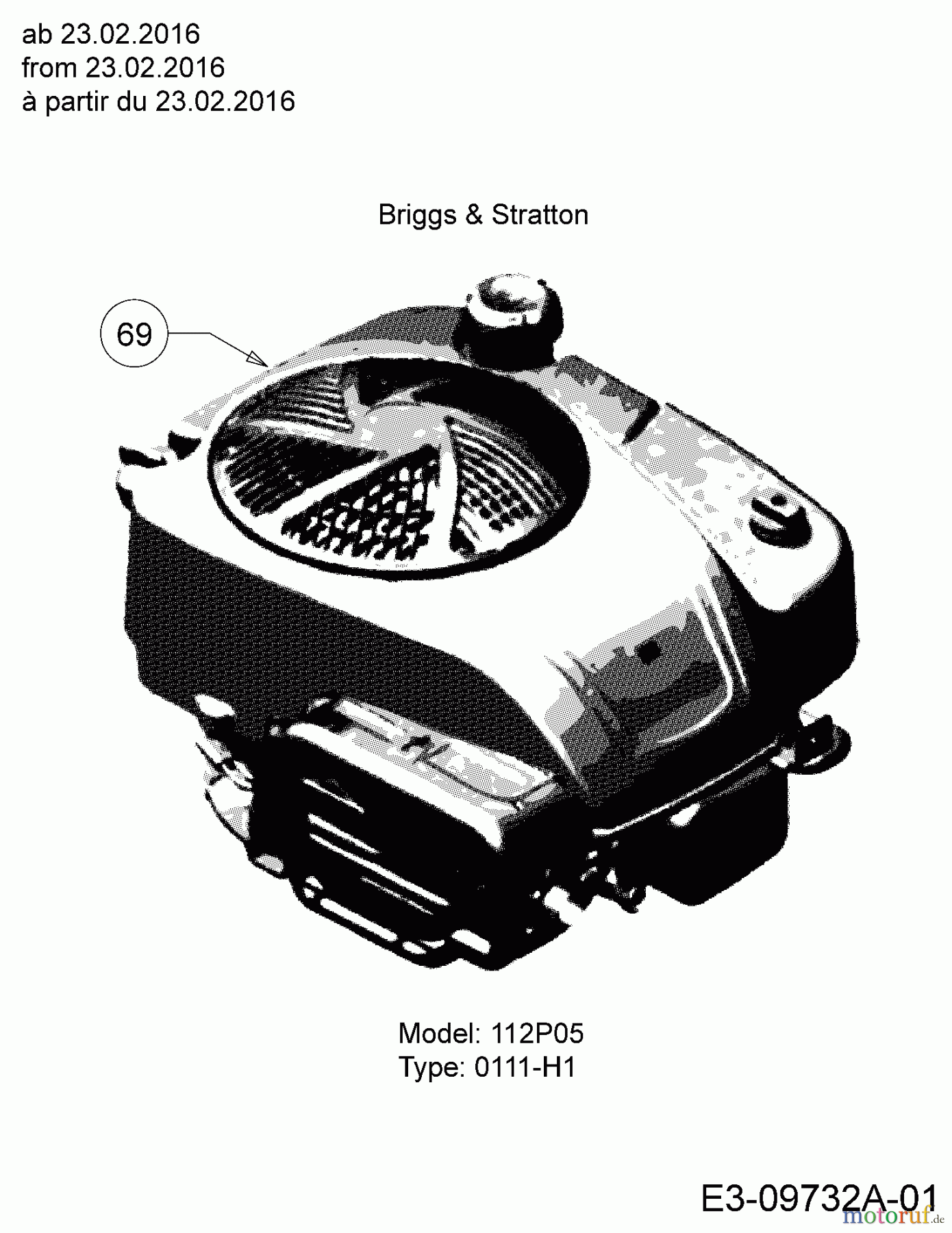  MTD Motormäher mit Antrieb 53 SPSBHW 12A-PD9J600  (2016) Motor Briggs & Stratton ab 23.02.2016