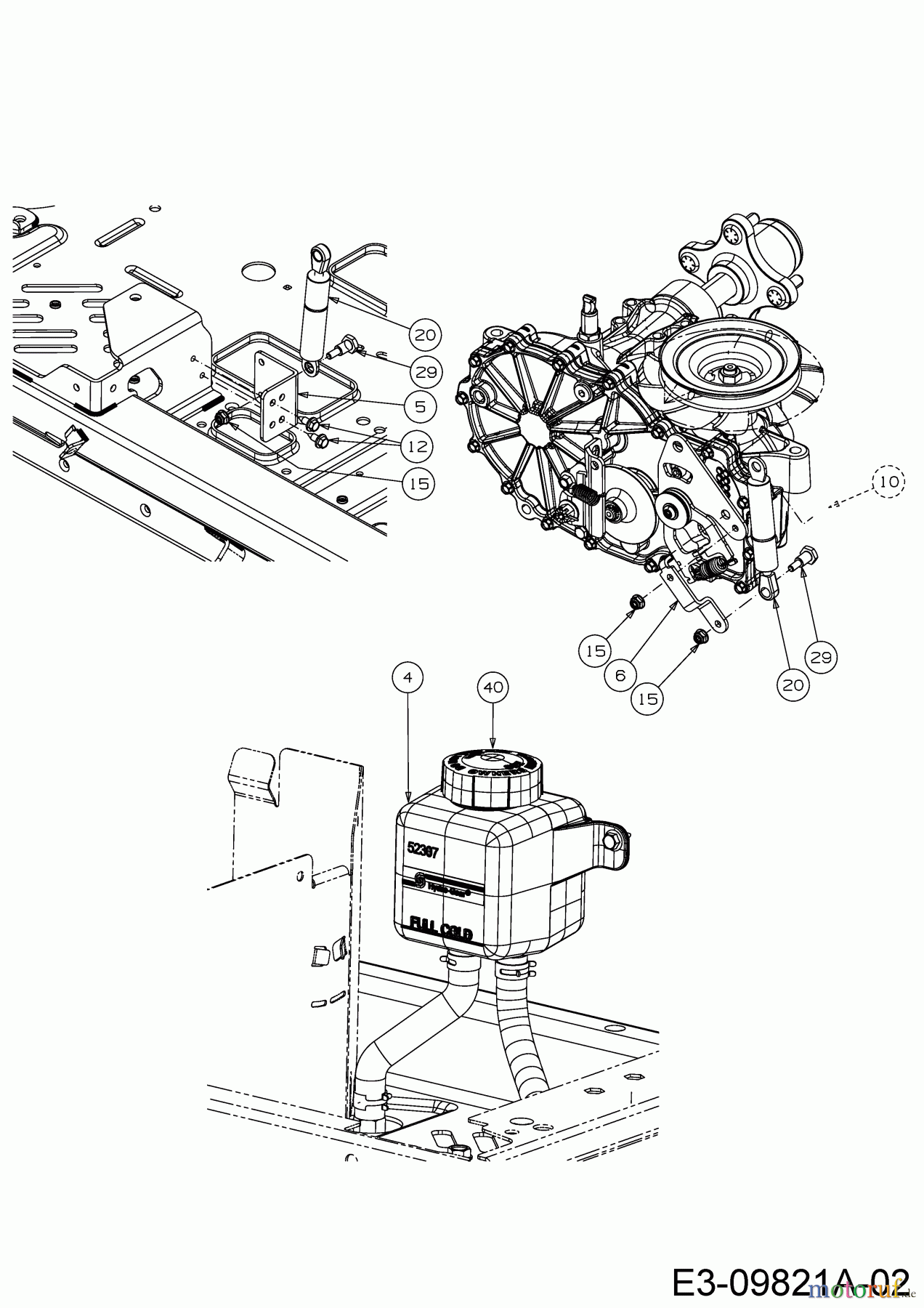  Cub Cadet Zero Turn ProZ 100-54 53AWEFJA330  (2016) Ausgleichsbehälter, Hydraulikzylinder