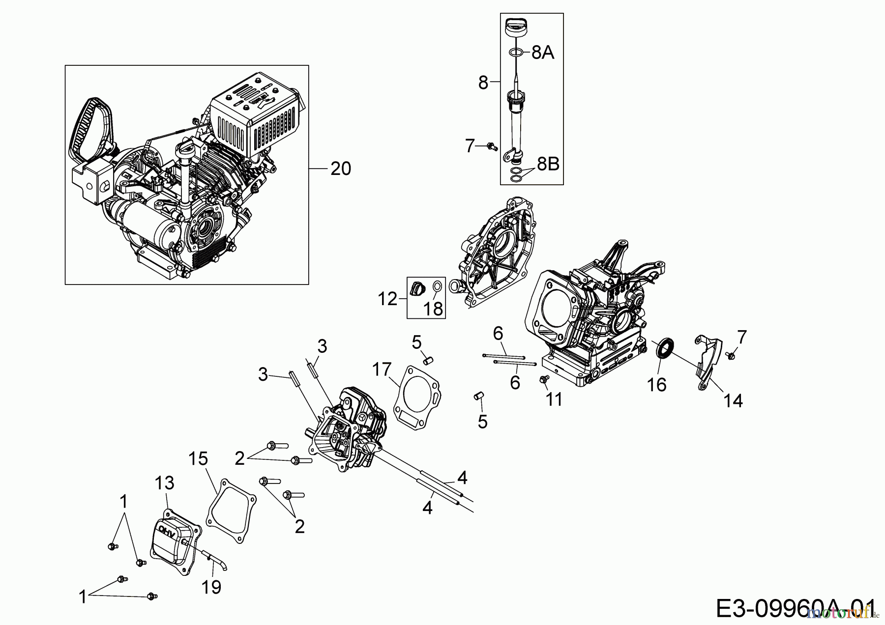  MTD-Motoren MTD horizontal 670-JH 752Z670-JH  (2017) Ölablaß, Ölmeßstab, Zylinderkopfdeckel