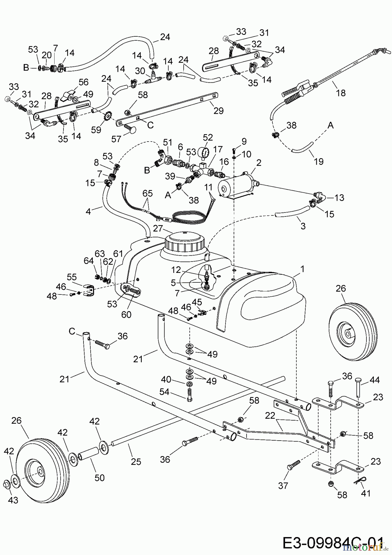  MTD Zubehör Zubehör Garten- und Rasentraktoren Sprüher 45-02922  (190-155-000) 190-155-000  (2008) Grundgerät