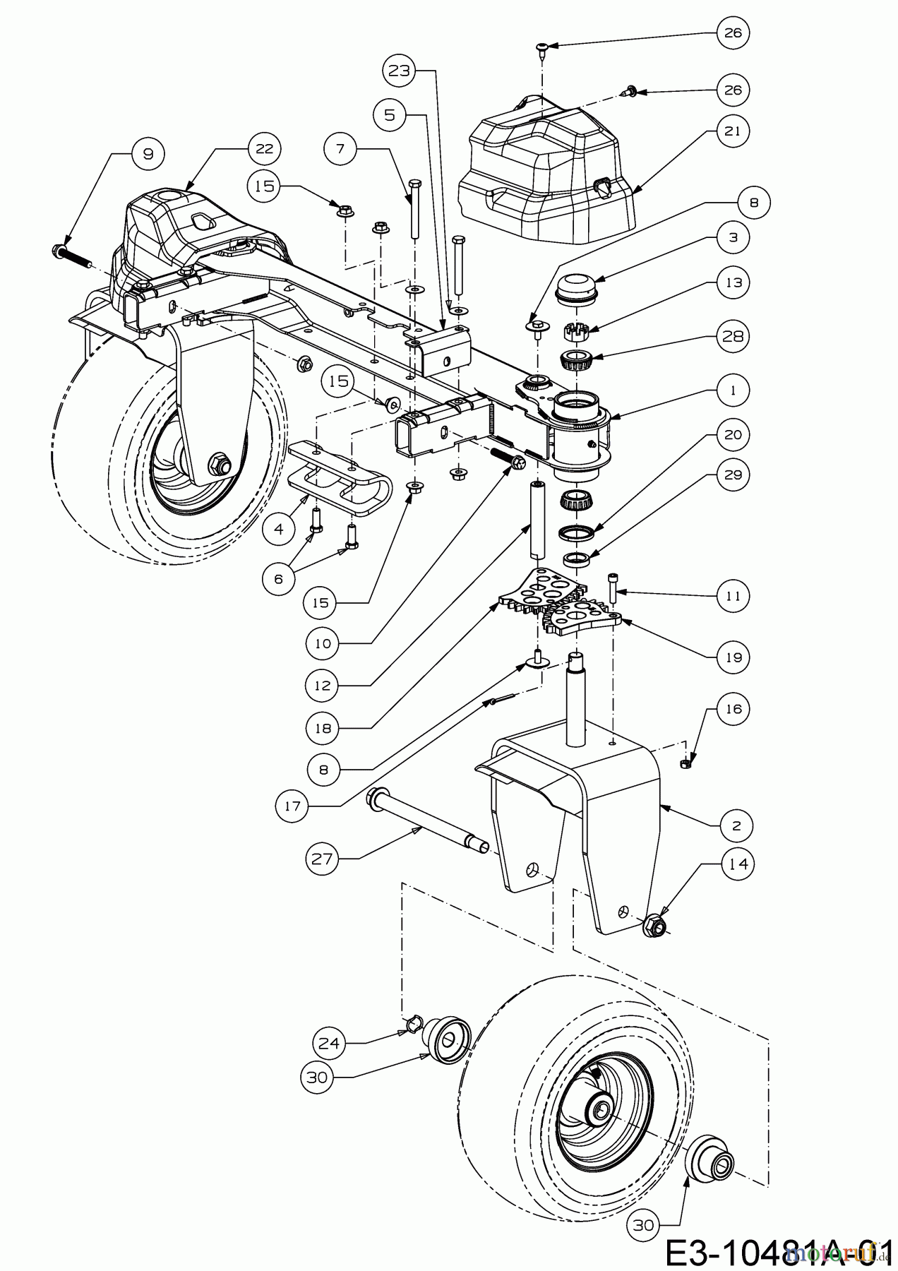  Cub Cadet Zero Turn Pro Z 100-48 53AWEFJF330  (2018) Vorderachse