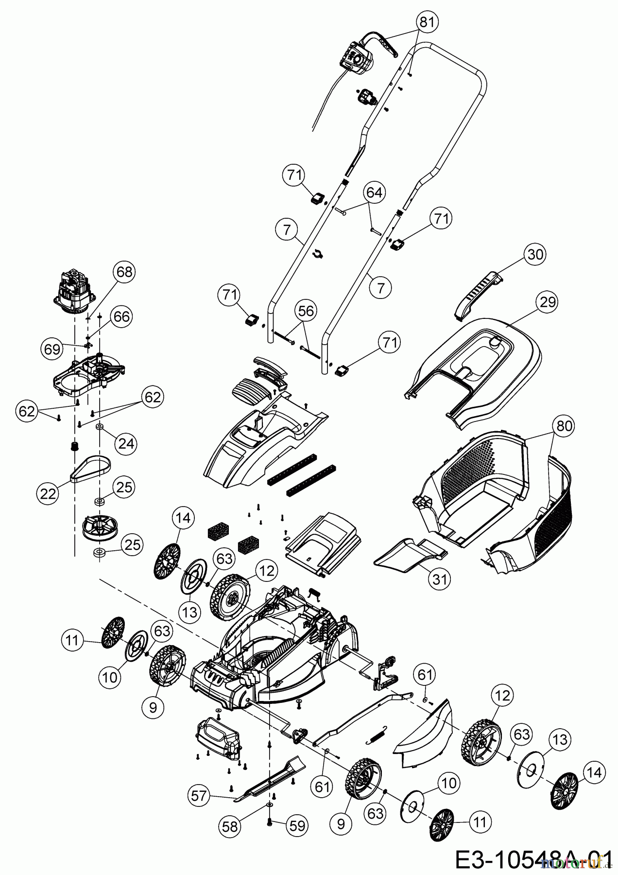  Wolf-Garten Elektromäher A 320 E 18BCL4J-C50  (2018) Grundgerät