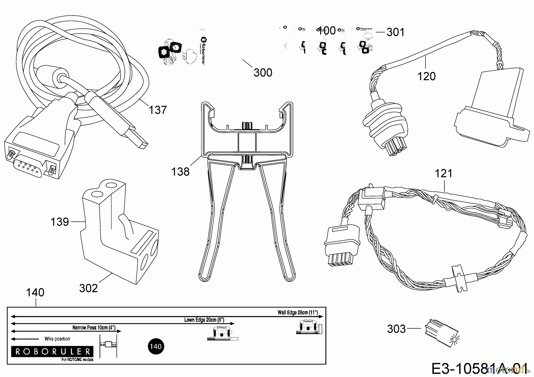  Robomow Mähroboter MC300 (White) PRD7004YW  (2014) Kabel, Kabelanschluß, Regensensor, Werkzeug