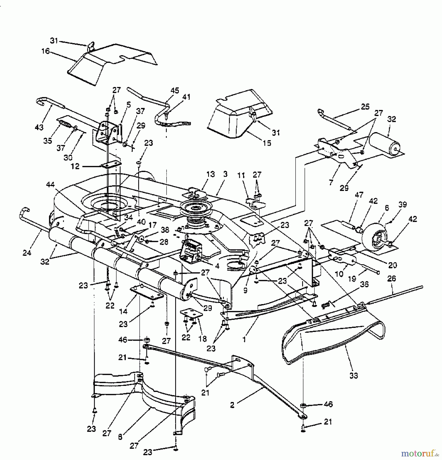  Cub Cadet Zero Turn Z 54 53CA1B6K603  (2000) Deflektor, Mähwerksgehäuse, Räder