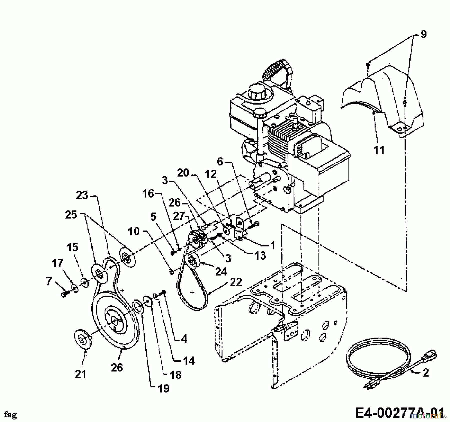 Ersatzteile von MTD Schneefräse 611 D aus der Zeichnung Getriebe