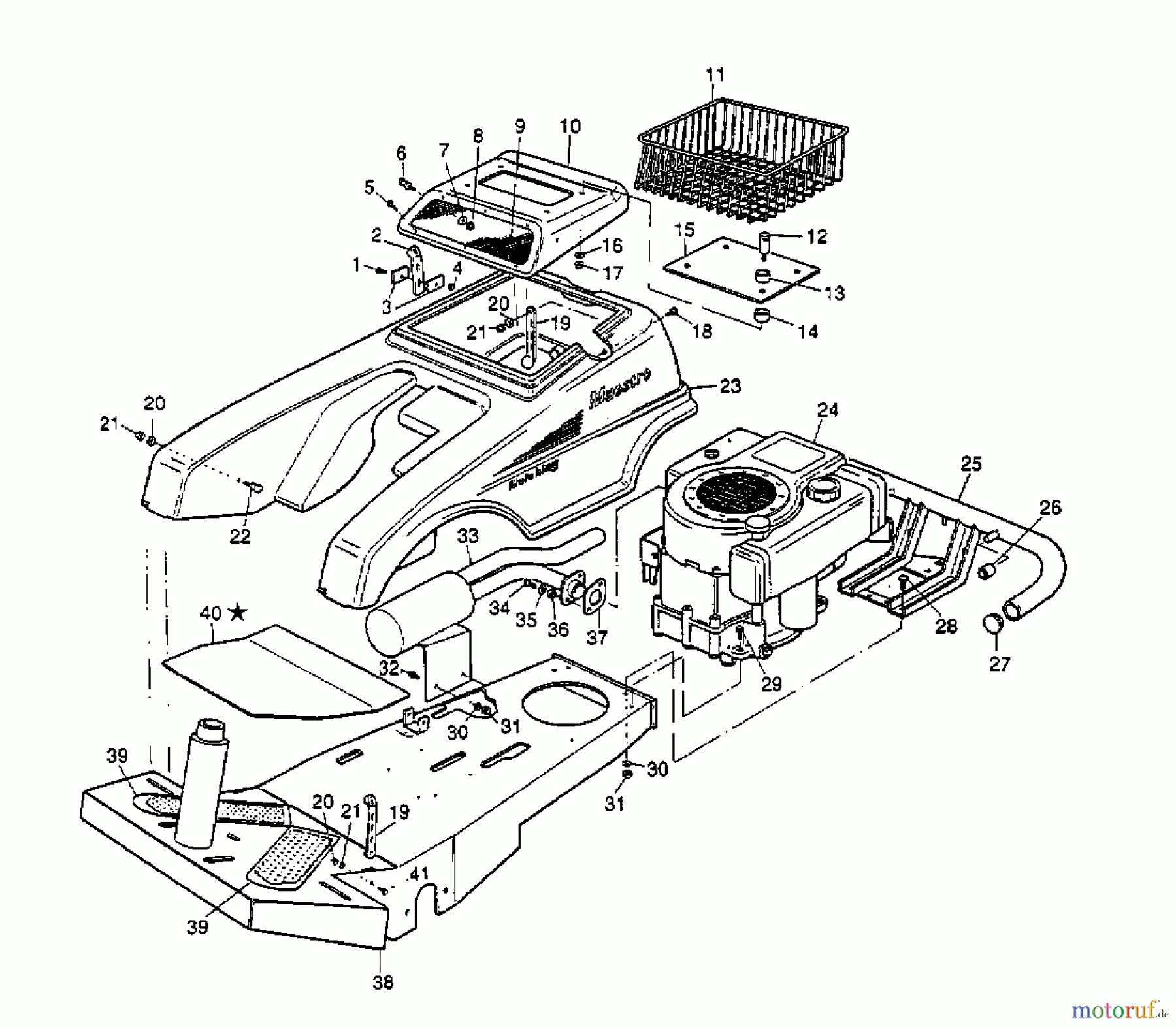  MTD Rasentraktoren F 125 13A-522-678  (1998) Rahmen, Stoßstange, Verkleidung