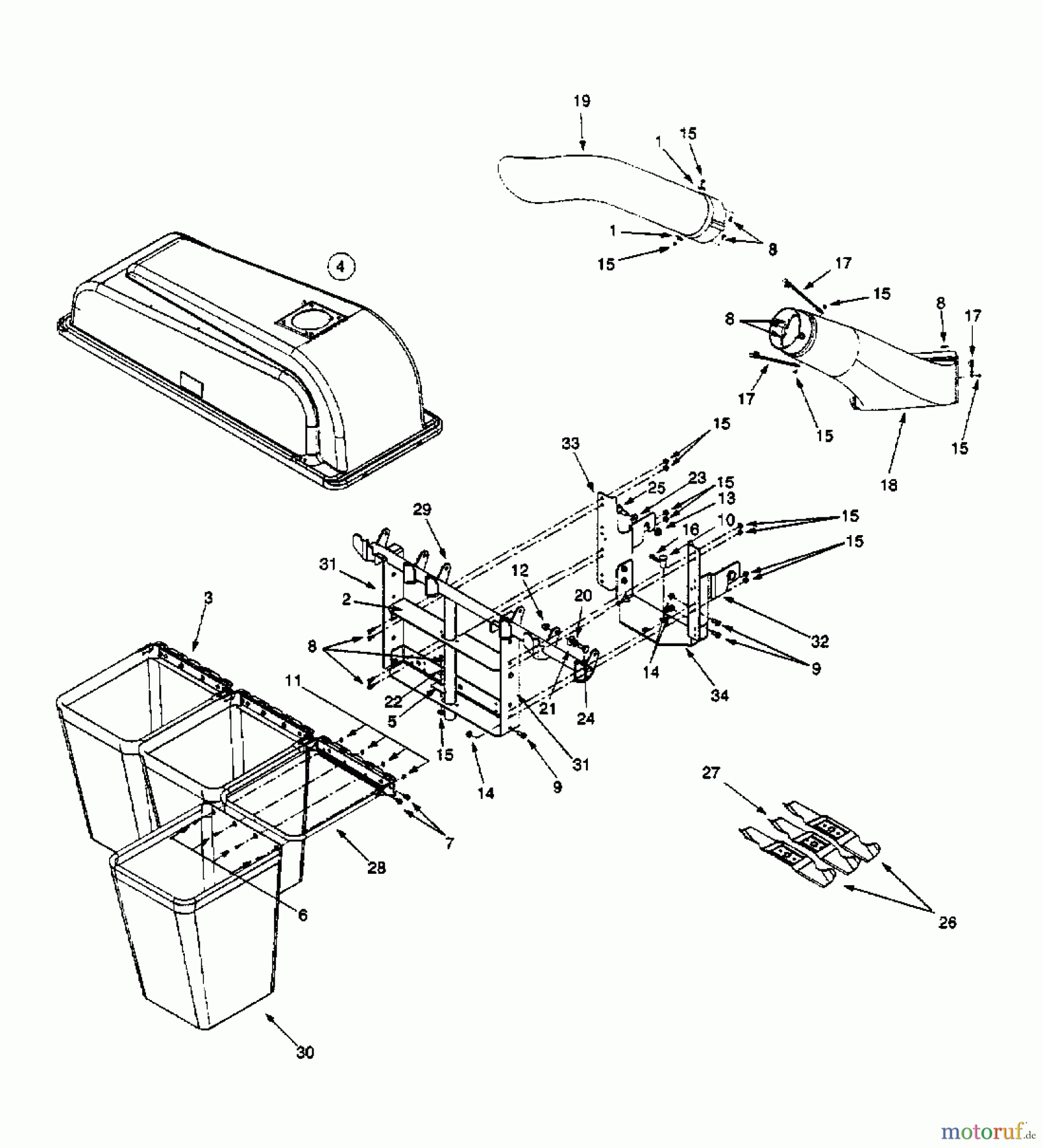  MTD Zubehör Zubehör Garten- und Rasentraktoren Grasfangvorrichtung für 800 Serie (RT-99) mit Mähwerk H (46