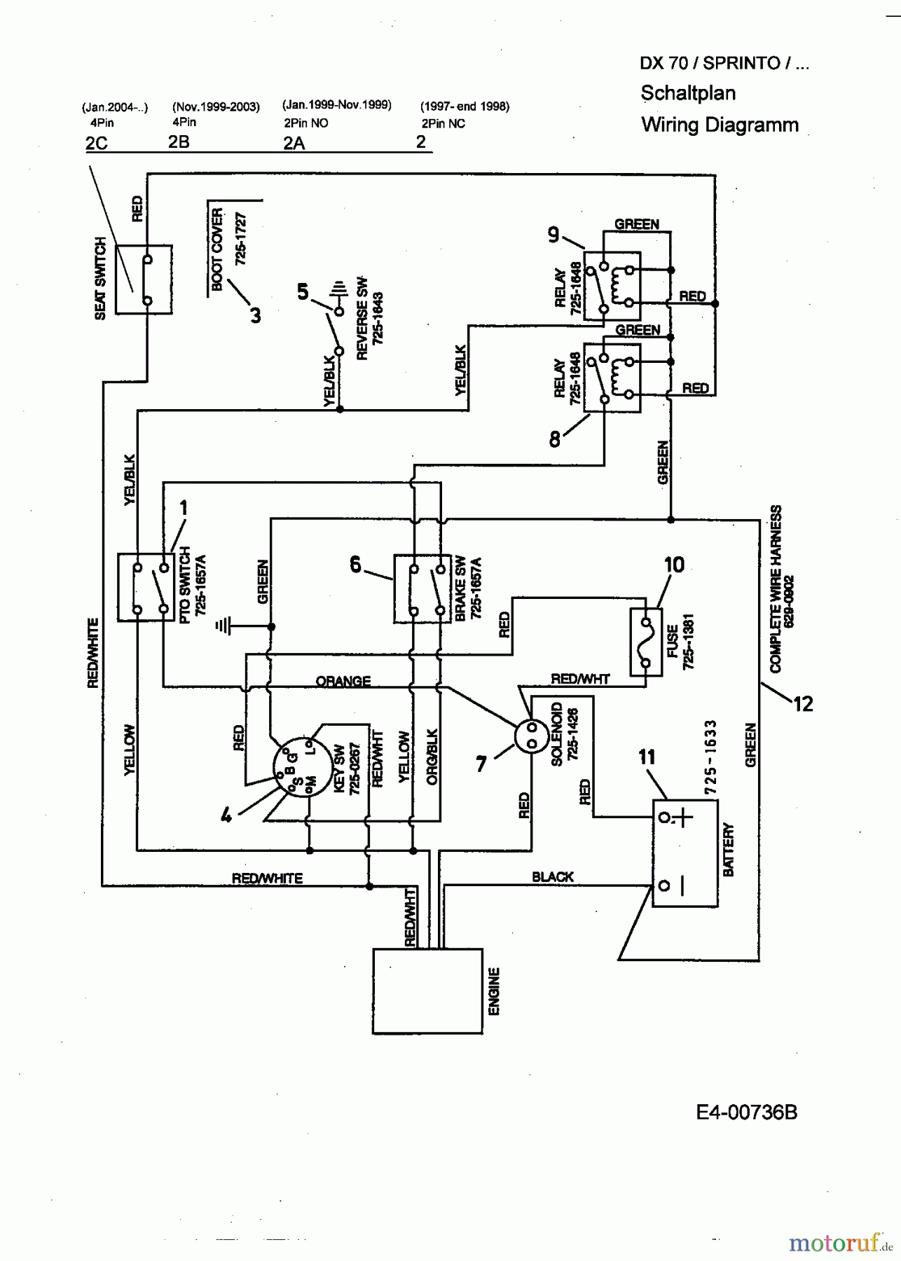 MTD ältere Modelle Rasentraktoren Sprinto 13A-312-678 ... capacity yard truck wiring diagram 