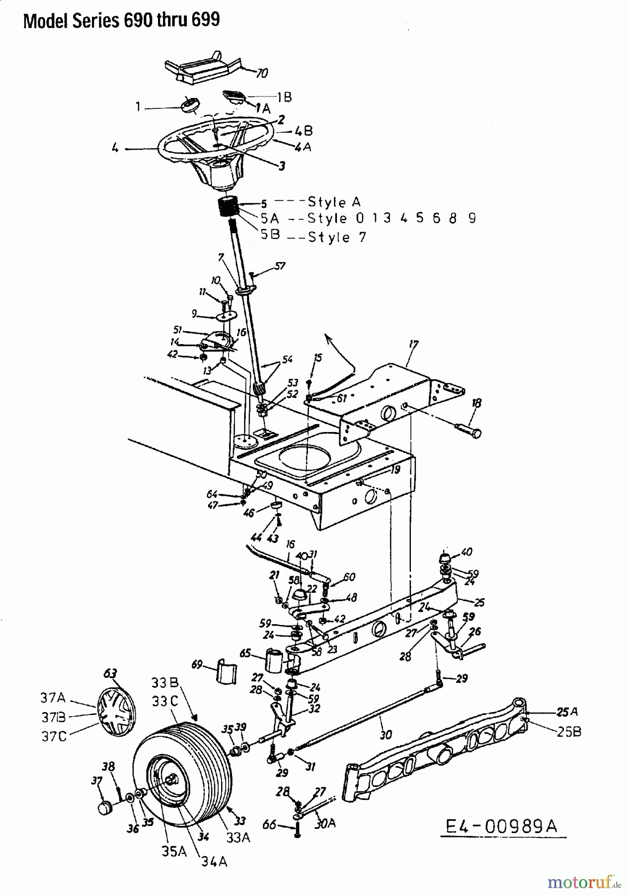  MTD ältere Modelle Rasentraktoren H/165 13AO698G678  (2002) Vorderachse