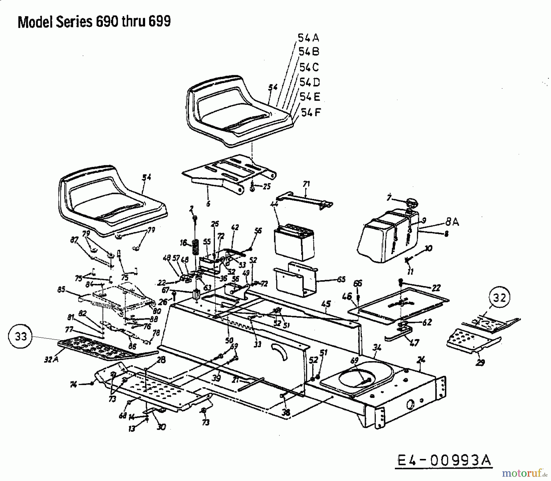  MTD ältere Modelle Rasentraktoren H 140/96 13AA695F600  (2003) Batterie, Sitz, Tank