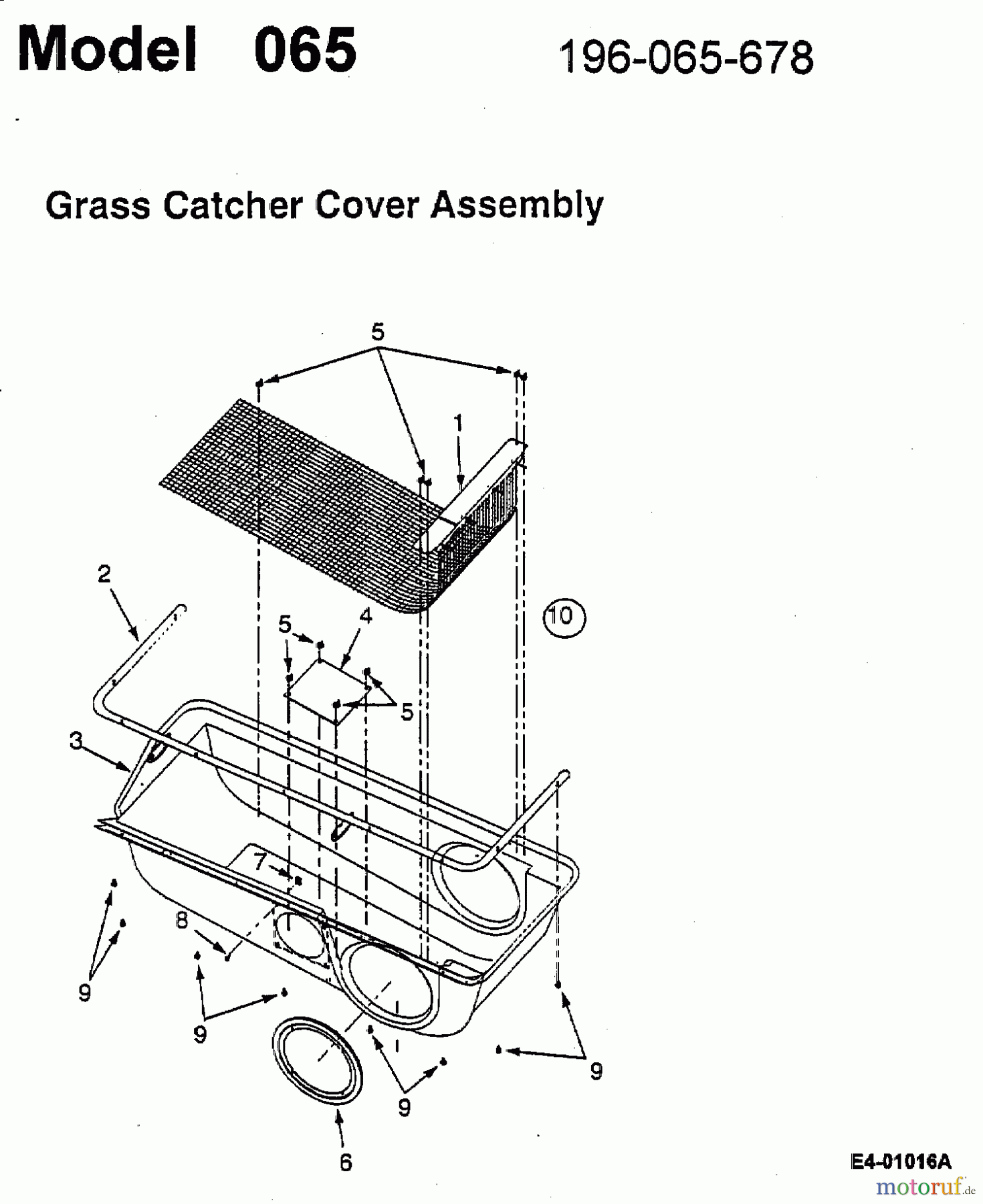  MTD Zubehör Zubehör Garten- und Rasentraktoren Grasfangvorrichtung für 400 Serie 196-065-600  (2000) Grasfangsackdeckel