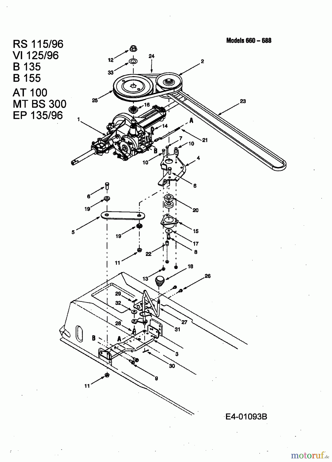  MTD Rasentraktoren RS 115/96 13A1662F600  (2004) Fahrantrieb