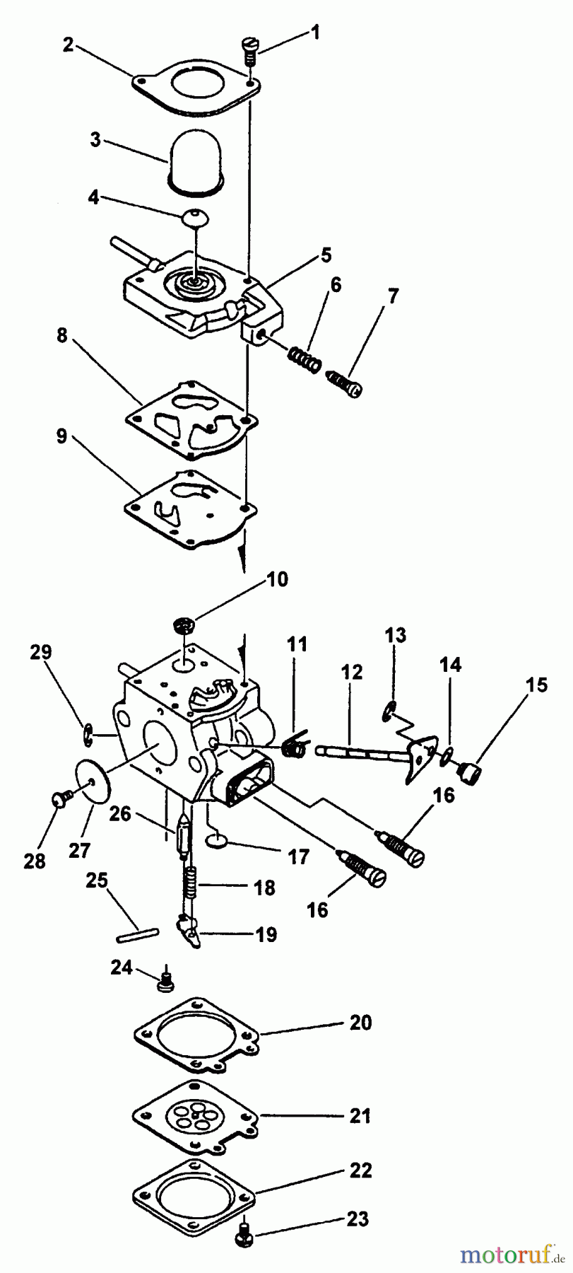  Echo Hochentaster PP-1400 - Echo Pole Saw / Pruner (Type 1) Carburetor  S/N: 007864_Up, S/N: 001001_Up T1E