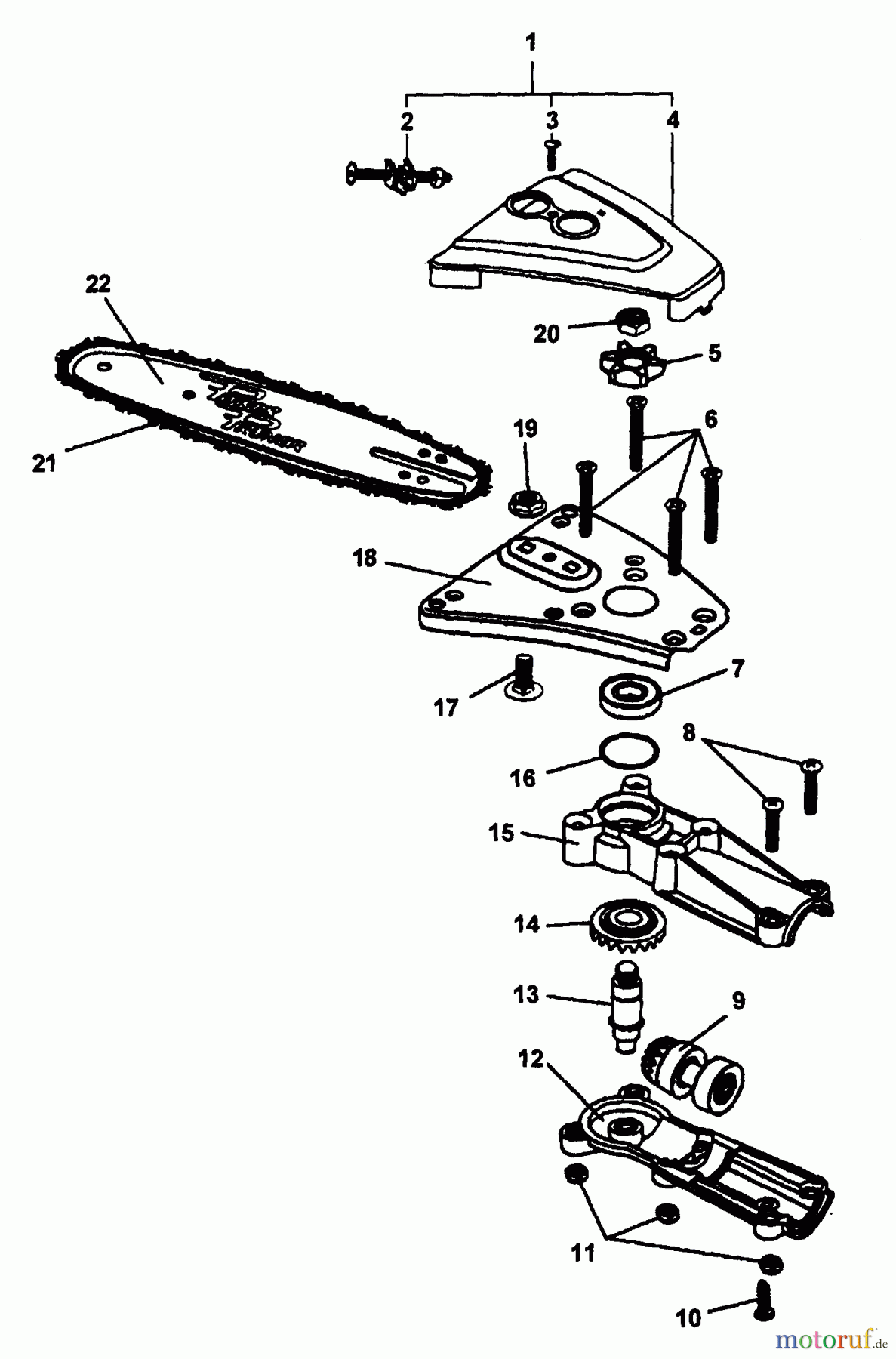  Echo Hochentaster PP-600 - Echo Pole Saw / Pruner (Type 1E) Gearcase, Bar & Chain