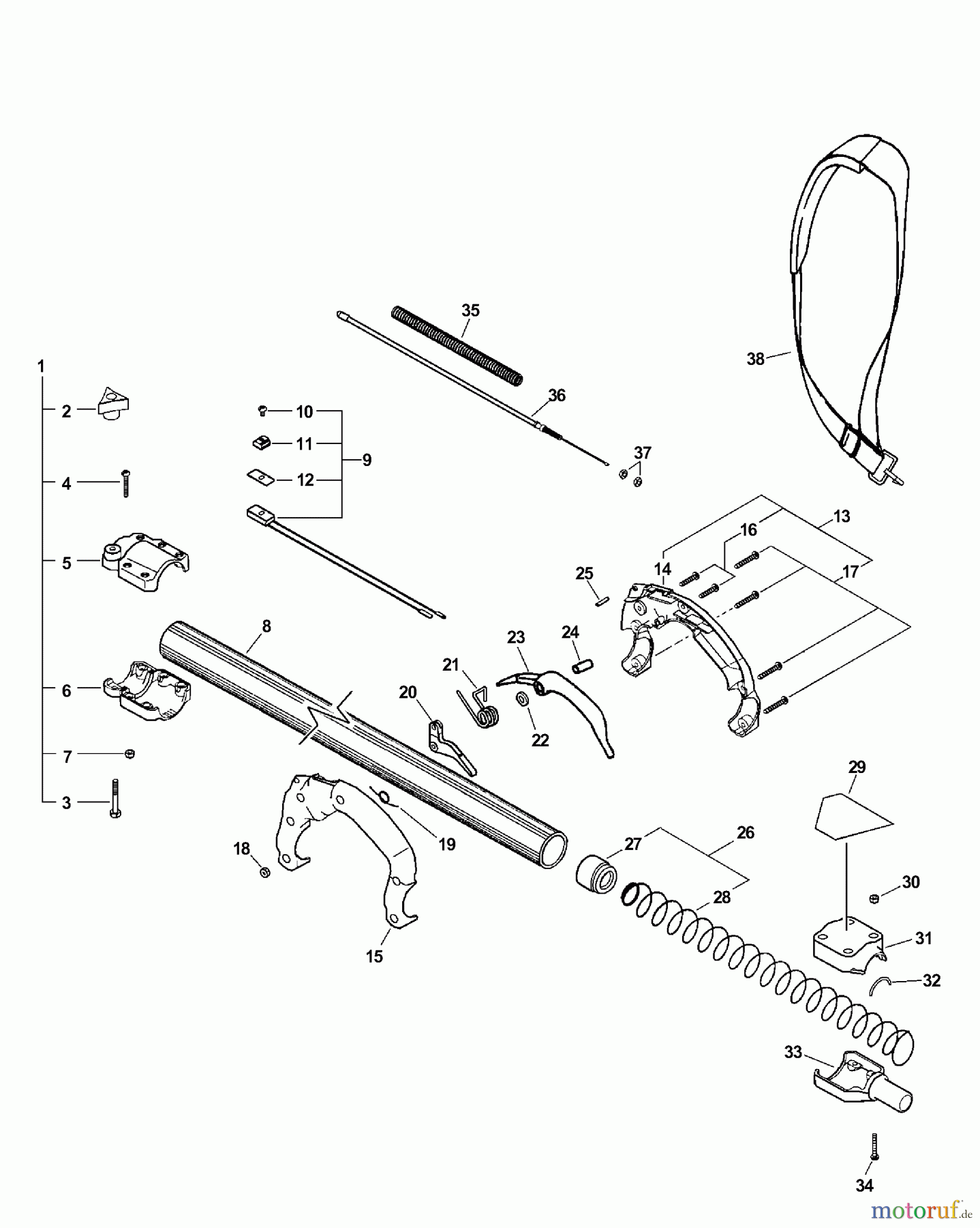  Echo Hochentaster PPT-261 - Echo Pole Saw / Pruner, S/N: 06001001-06999999 Main Pipe, Throttle Cable, Stop Switch