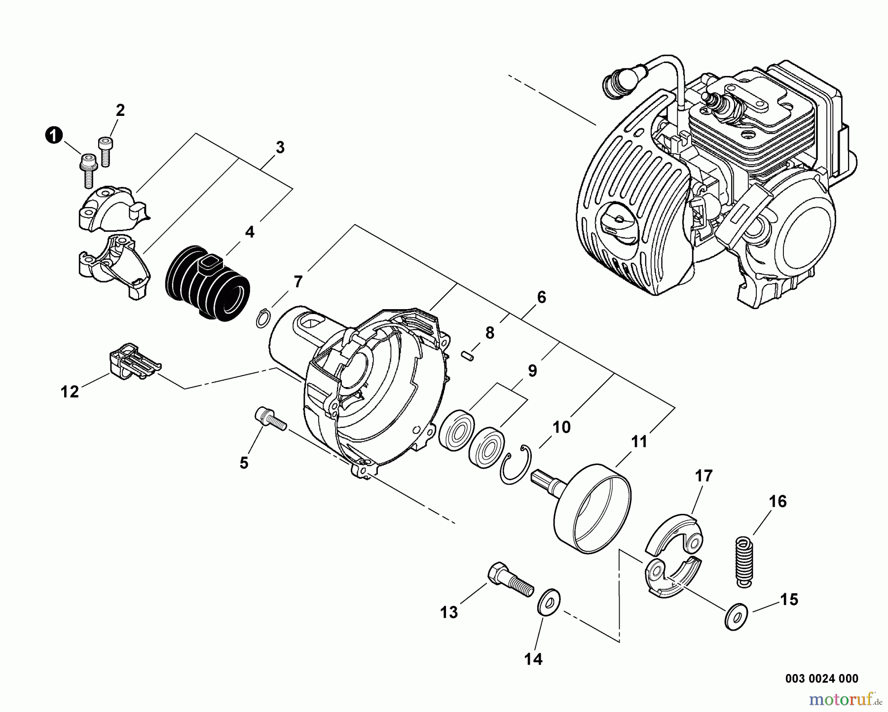  Echo Hochentaster PPT-265H - Echo Pole Saw / Pruner, S/N: E06812001001 - E06812999999 Clutch, Fan Case