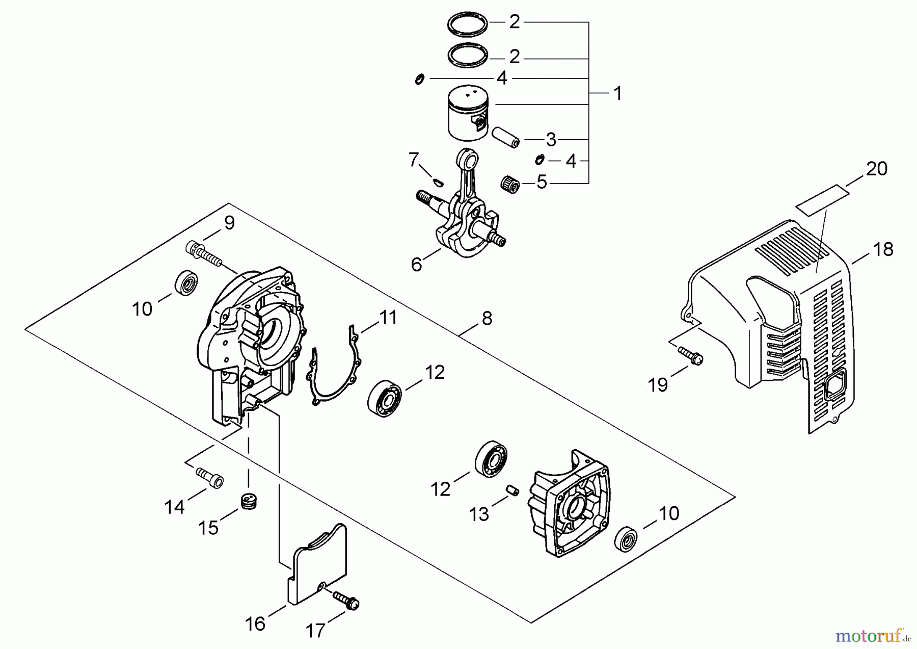  Echo Pflanzenschutzspritzen DM-4610 - Echo Duster/Mister, S/N: 35001001 - 35999999 Piston, Crankcase, Engine Cover