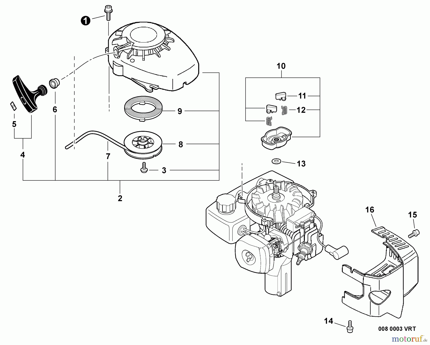  Echo Motorhacken / Kultivierer TC-210 - Echo Tiller/Cultivator, S/N: E14013001001 - E14013999999 Engine Cover, Starter