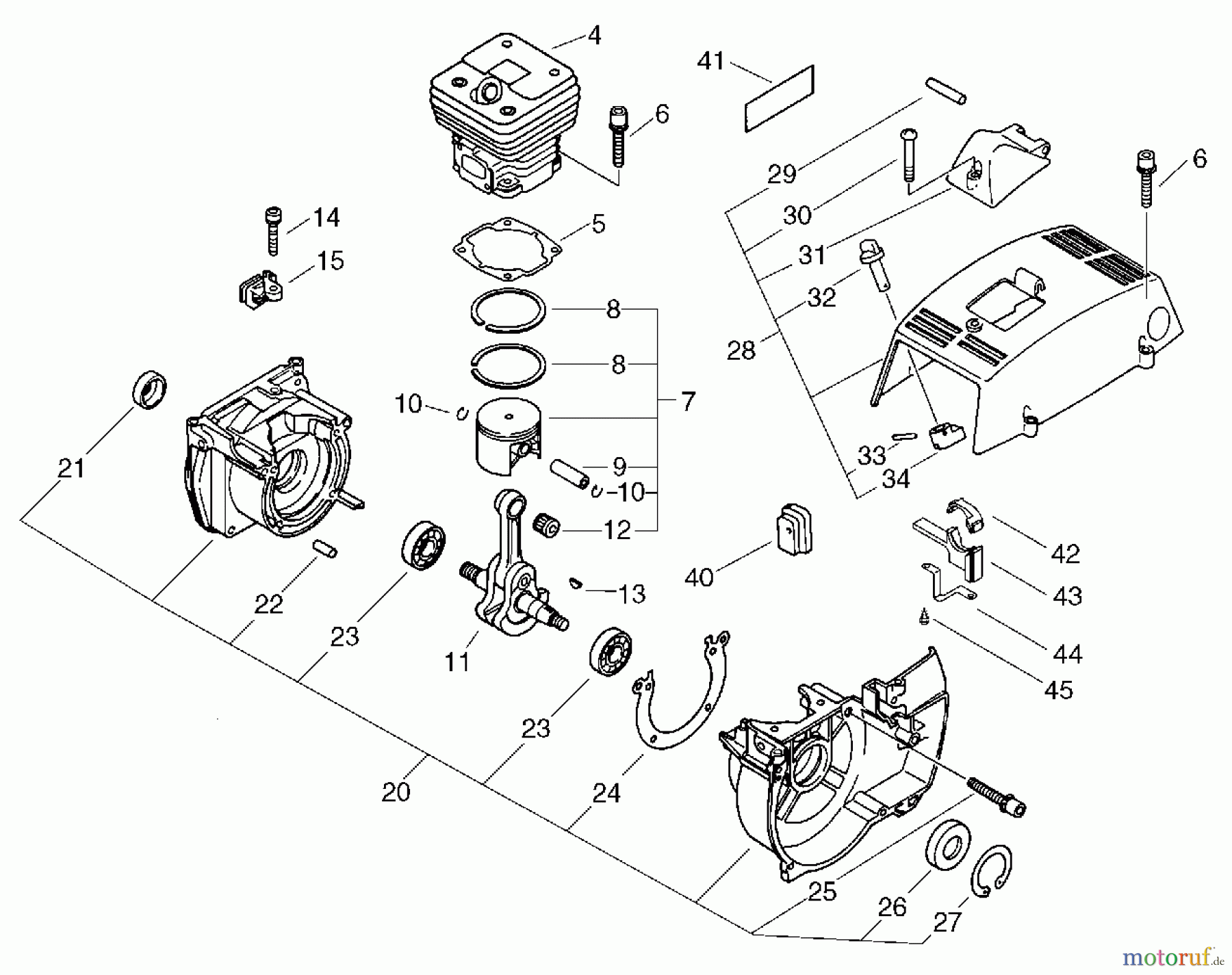  Echo Trimmer, Faden / Bürste CLS-5800 - Echo Clearing Saw Cylinder, Crankcase, Piston