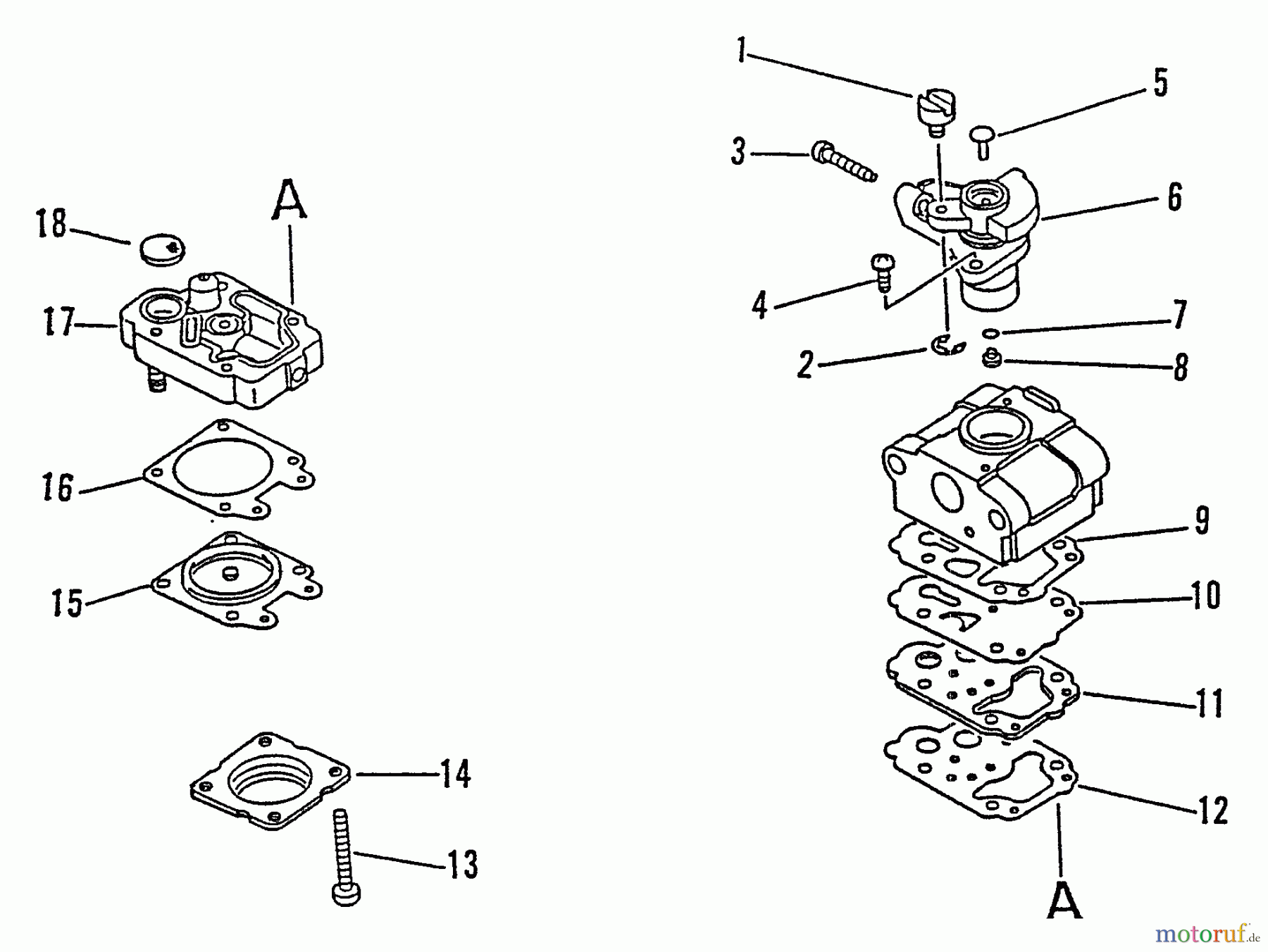  Echo Trimmer, Faden / Bürste GT-1100 - Echo String Trimmer, S/N:098001 - 126000 Carburetor