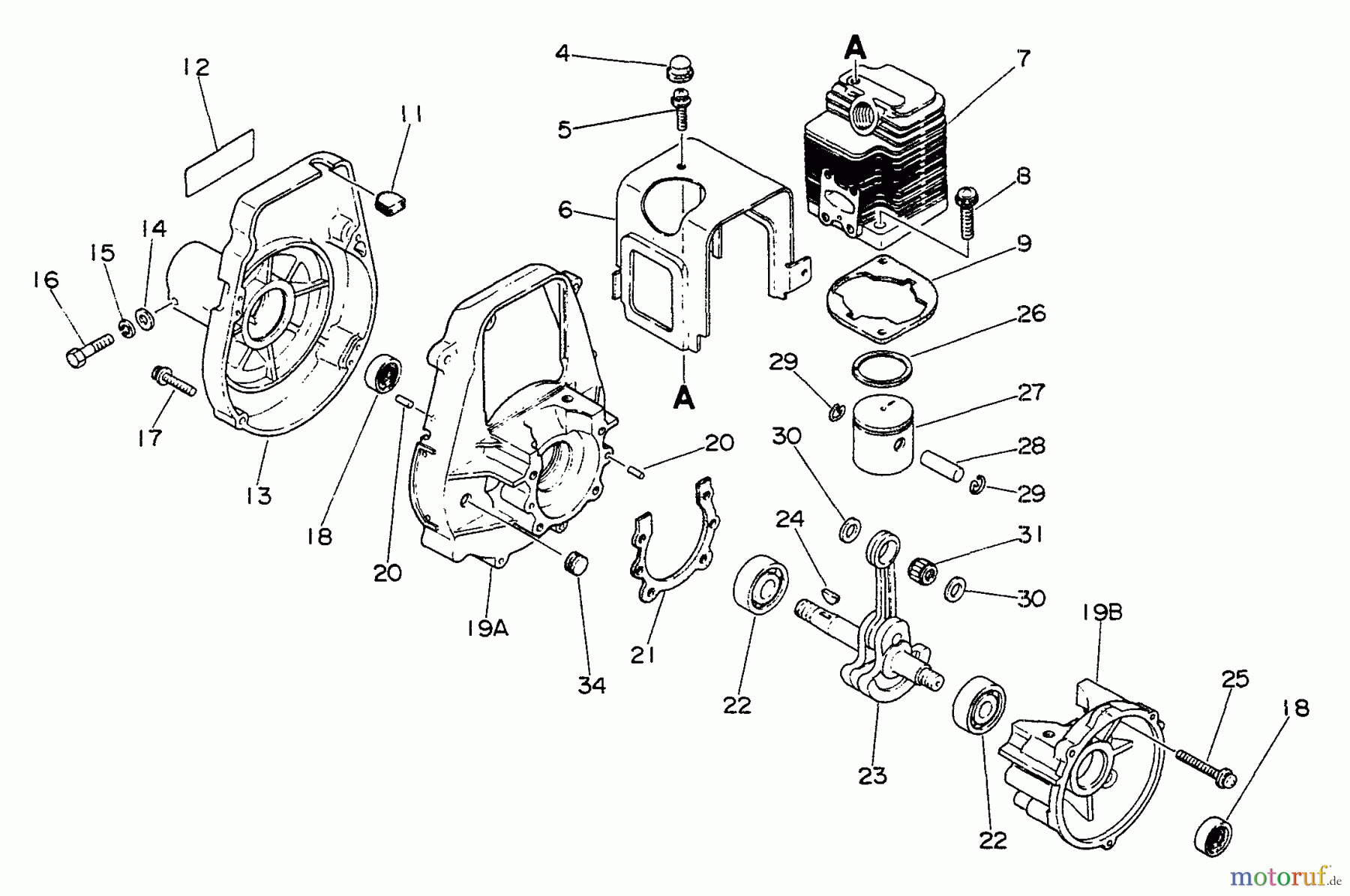 Echo Trimmer, Faden / Bürste GT-200BE - Echo String Trimmer Engine, Crankcase, Fan Housing