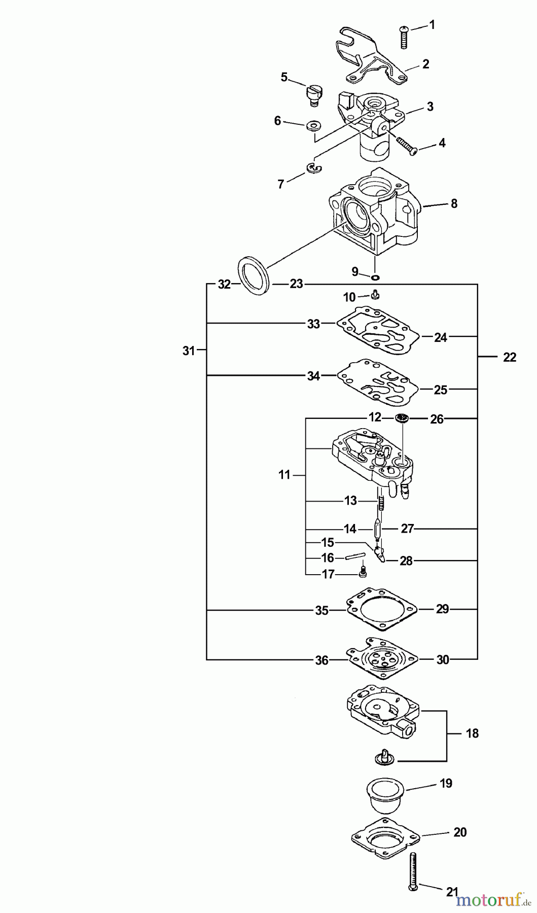  Echo Trimmer, Faden / Bürste PAS-261 - Echo Power Unit, S/N: 06001001 - 06999999 Carburetor -- WYJ-315  S/N: 06001001 - 06002011