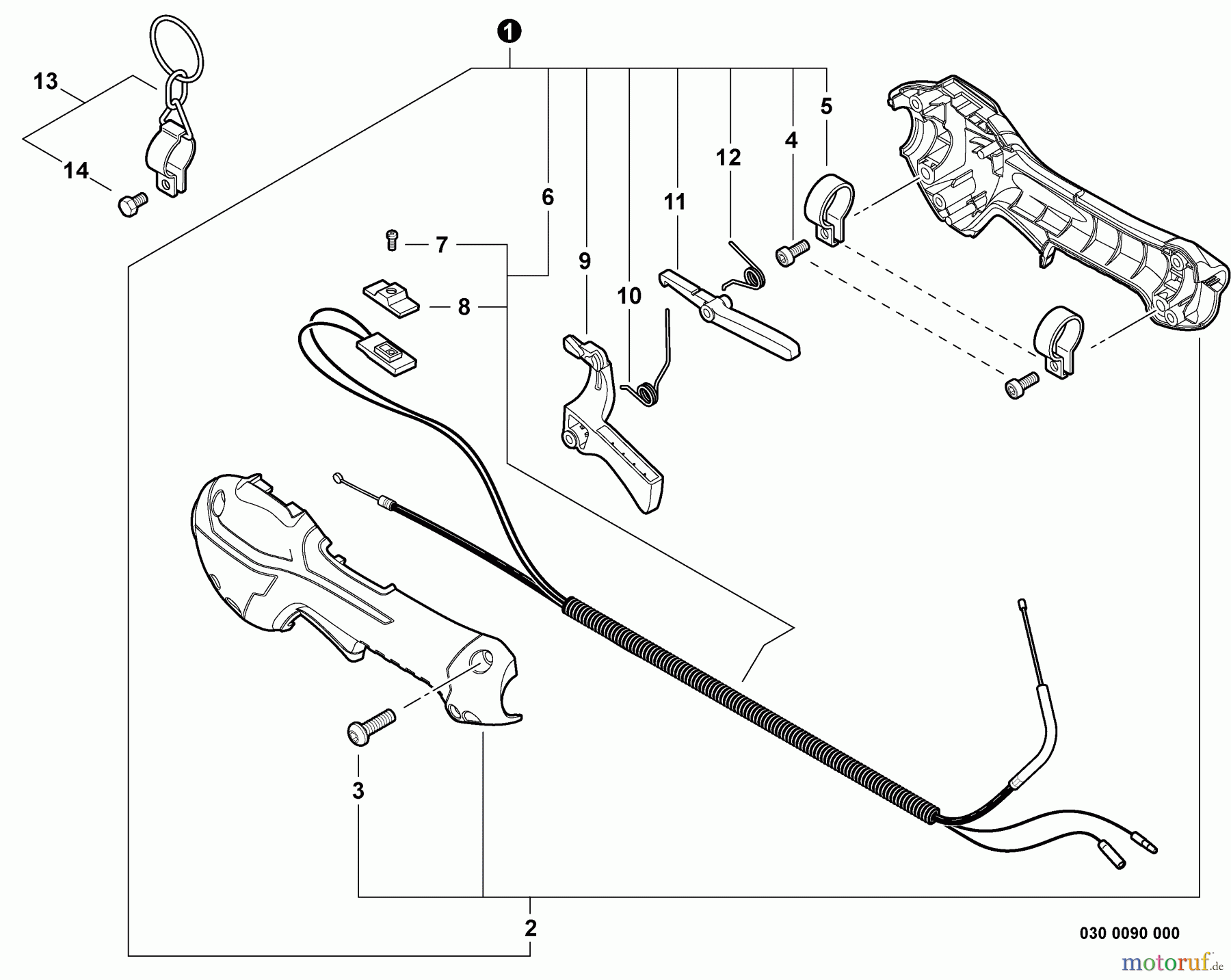  Echo Trimmer, Faden / Bürste PAS-266 - Echo Power Unit,  Control Handle, Control Cable Assembly  S/N: T44413004437 - T44413999999