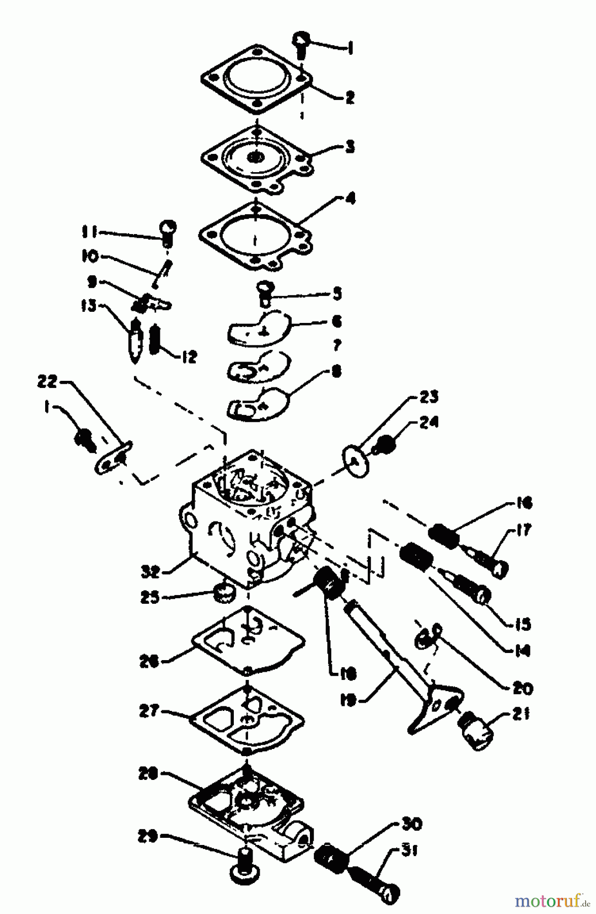  Echo Trimmer, Faden / Bürste SRM-200DA - Echo String Trimmer, S/N:001001 - 061535 Carburetor