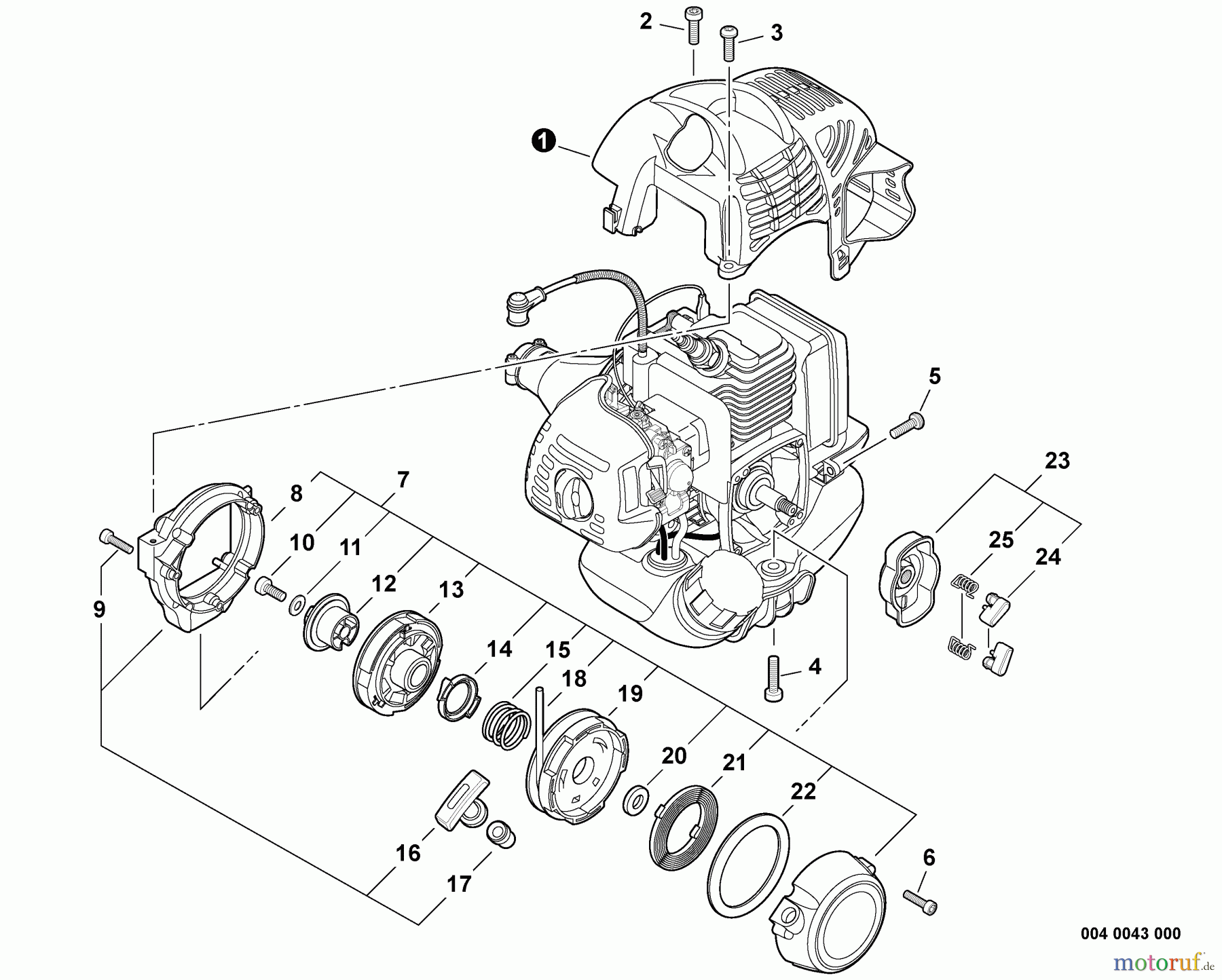  Echo Trimmer, Faden / Bürste SRM-225i - Echo String Trimmer, S/N:S08712001001 - S08712999999 Engine Cover, Starter