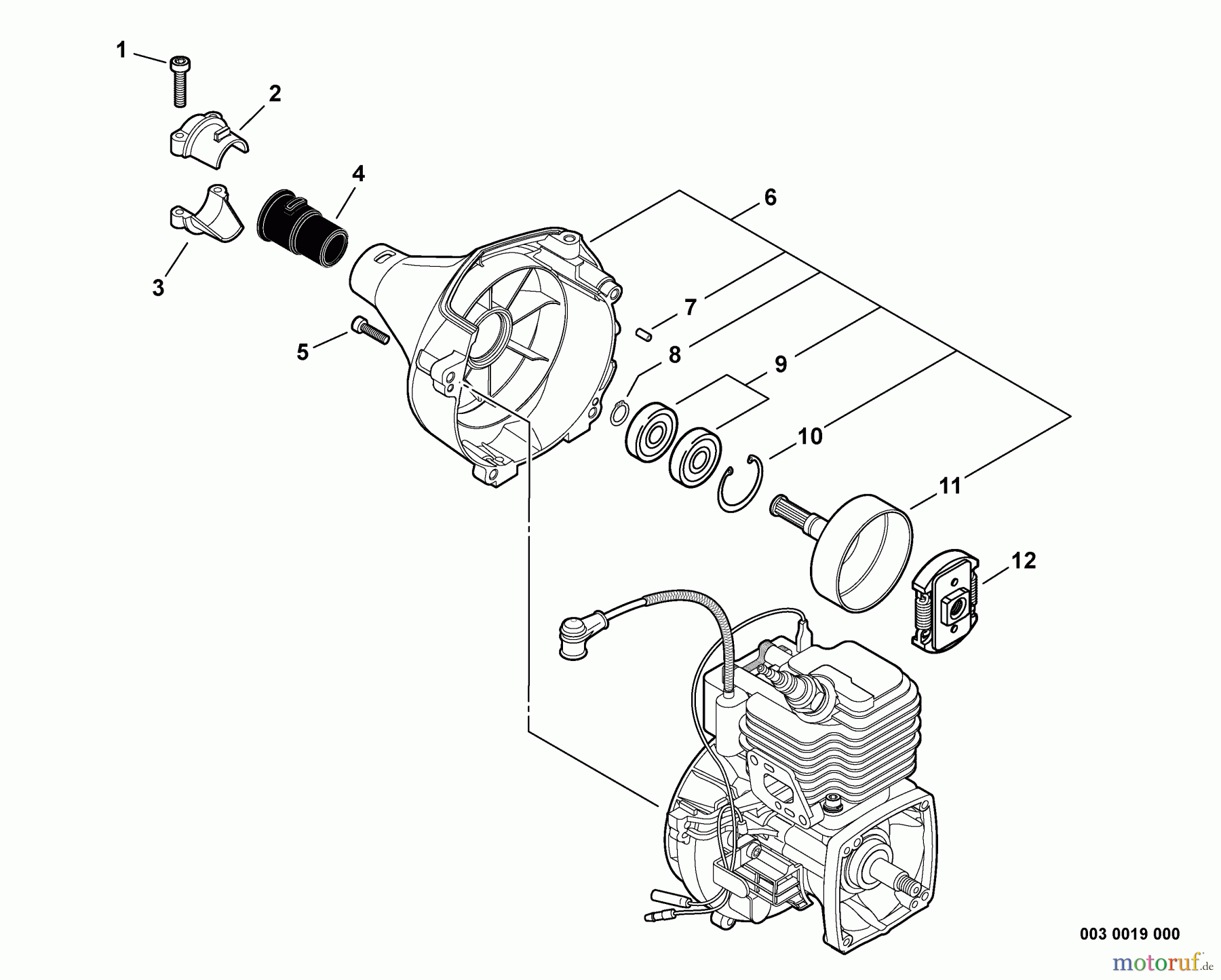 Echo Trimmer, Faden / Bürste SRM-225 - Echo String Trimmer, Fan Case, Clutch