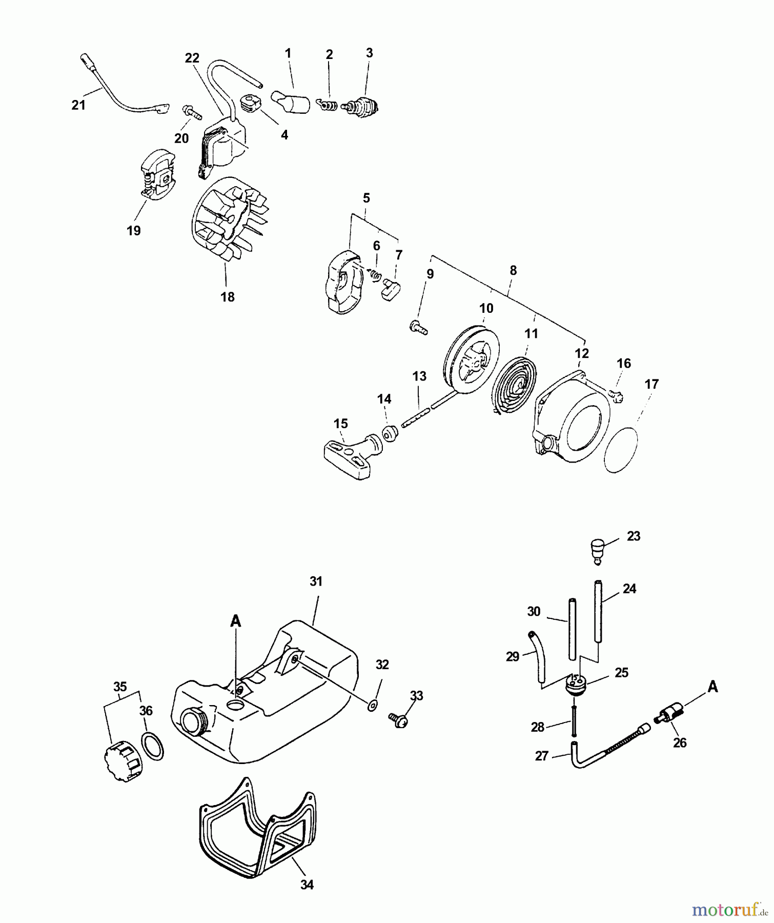  Echo Trimmer, Faden / Bürste SRM-2400SB - Echo String Trimmer (Type 1) Clutch, Fuel System, Ignition, Starter