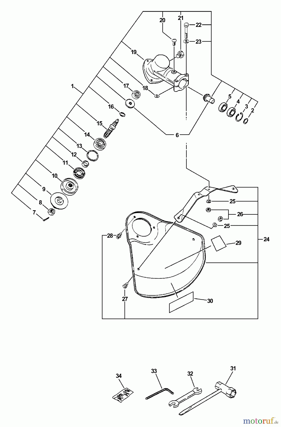  Echo Trimmer, Faden / Bürste SRM-2400 - Echo String Trimmer (Type 1E) Gear Case, Shield, Tools