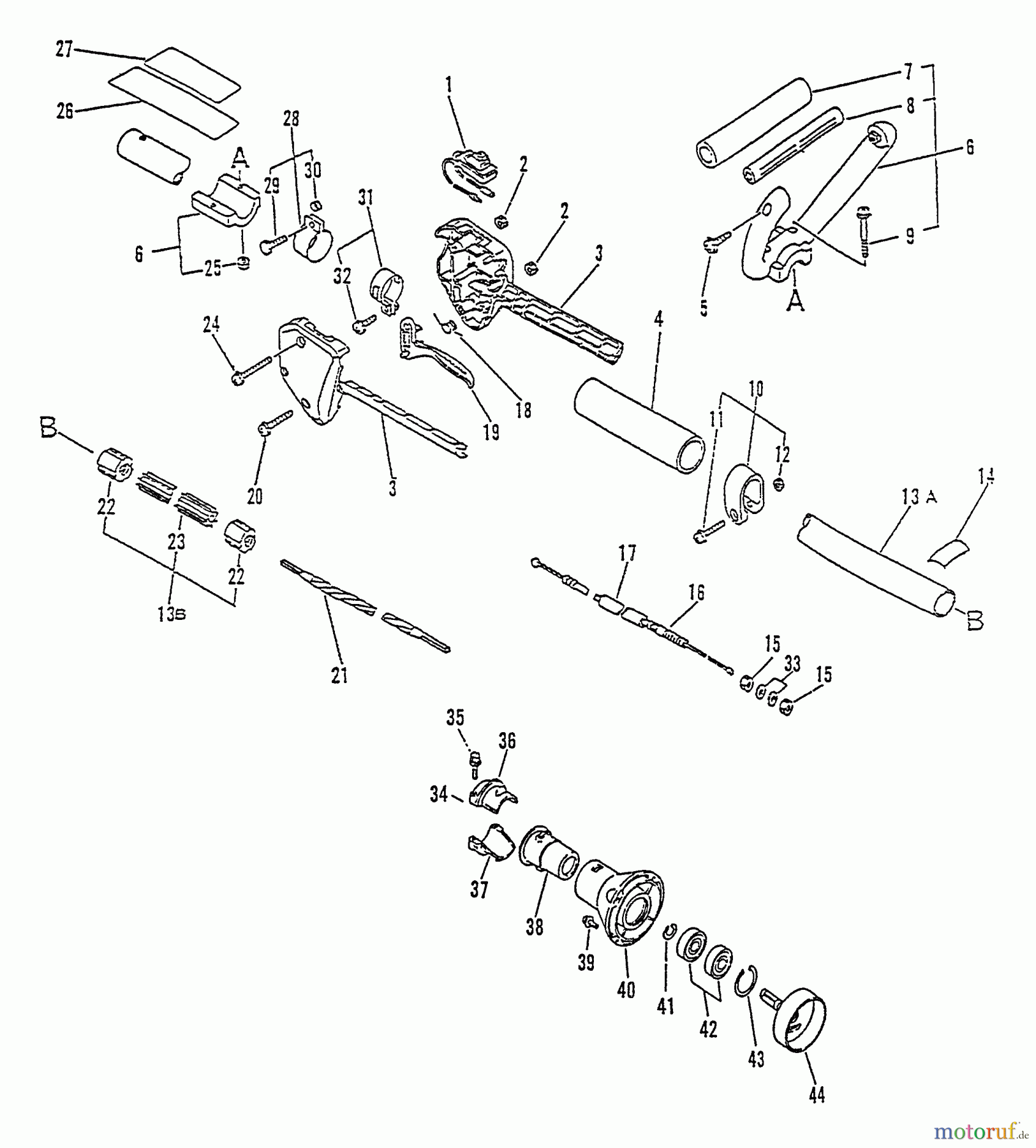  Echo Trimmer, Faden / Bürste SRM-2501 - Echo String Trimmer, S/N:098241 - 999999 Clutch Housing, Driveshaft, Handles, Ignition Switch, Throttle