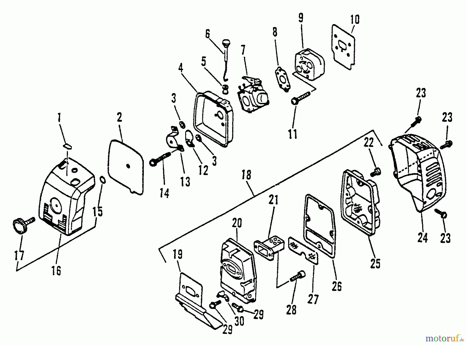 Echo Trimmer, Faden / Bürste SRM-2501 - Echo String Trimmer, S/N:061969 - 079351 Intake, Exhaust, Air Cleaner