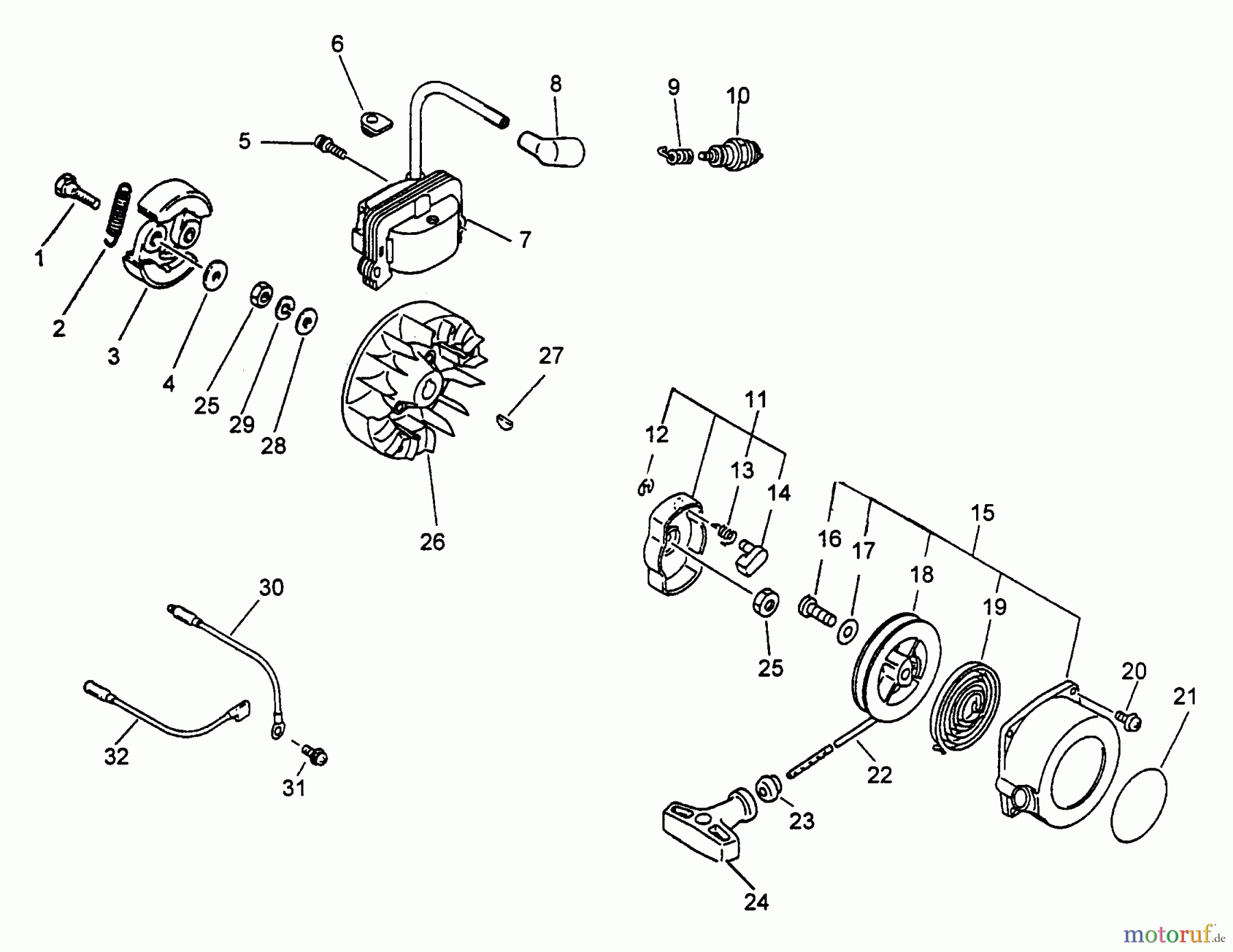  Echo Trimmer, Faden / Bürste SRM-3100S - Echo String Trimmer (Type 1E) Ignition, Starter, Clutch