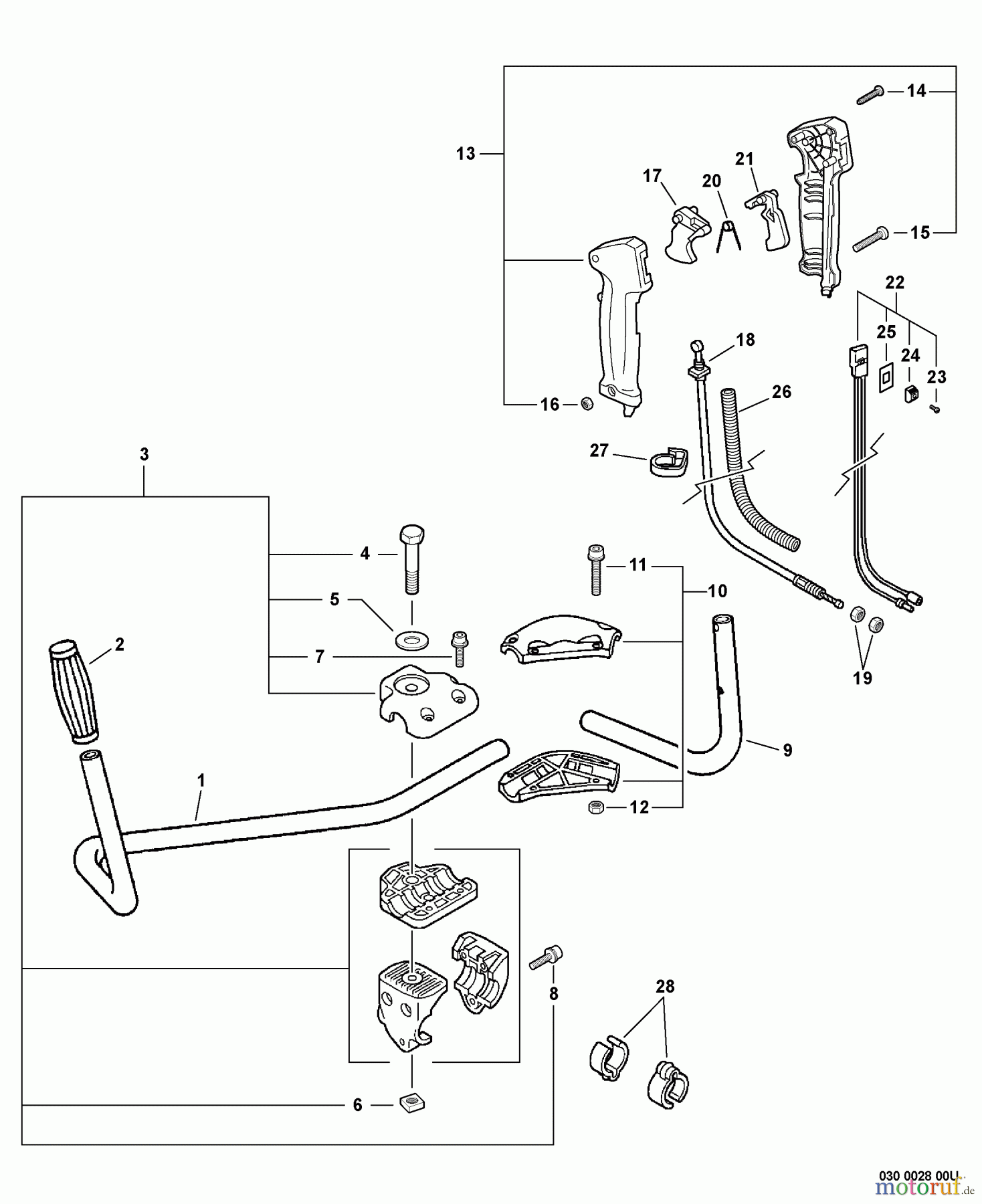  Echo Trimmer, Faden / Bürste SRM-400U - Echo String Trimmer/Brush Cutter, S/N:S16004001495 - S1600499999 Handles, Throttle Control