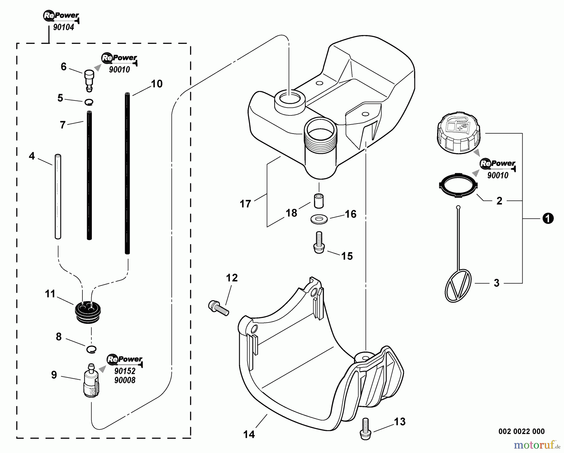  Echo Trimmer, Faden / Bürste GT-230 - Echo String Trimmer, S/N:S85811001001 - S85811999999 Fuel System  S/N: S85811001001 - S85811001200