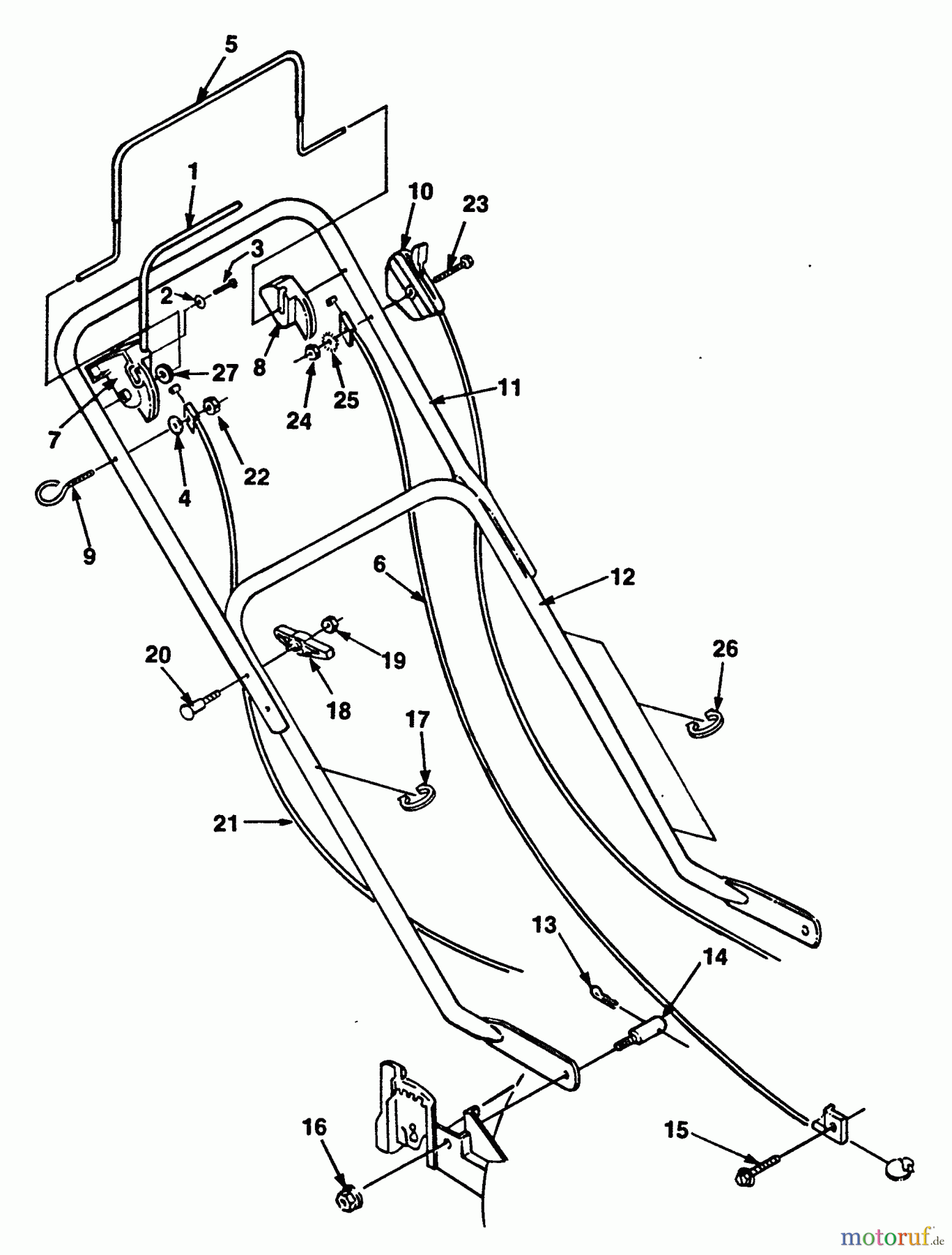  Echo Rasenmäher LM-204 - Echo Walk-Behind Lawn Mower Handles, Throttle, Drv Lever, Cables, Engine Brake Lever