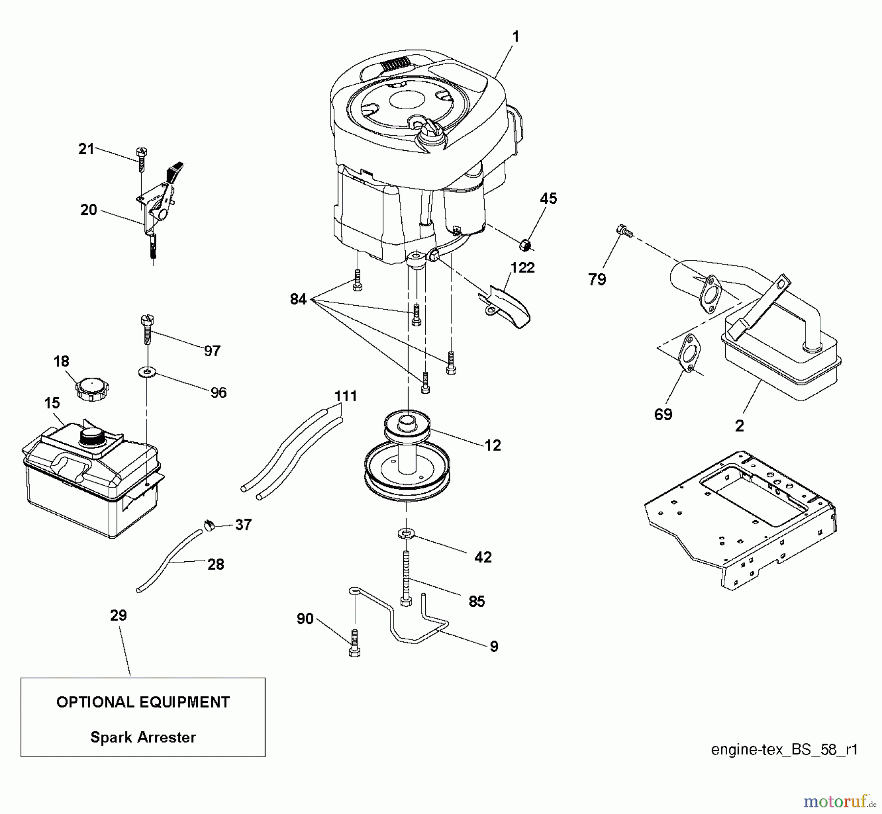 Husqvarna Rasen und Garten Traktoren SRD17530 (96053000200) - Husqvarna Lawn Tractor (2012-10 & After) ENGINE