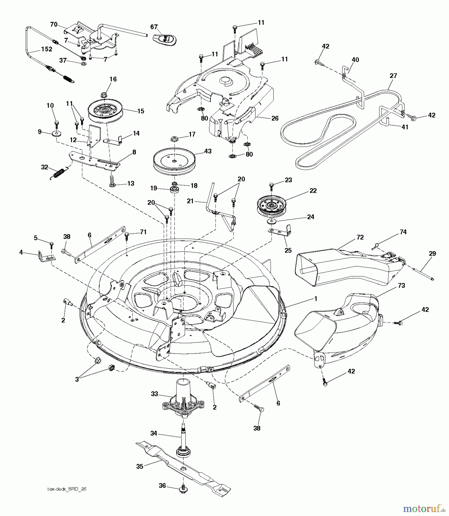 Husqvarna Rasen und Garten Traktoren SRD17530 (96055000200) - Husqvarna Lawn Tractor (2012-10 & After) MOWER DECK / CUTTING DECK